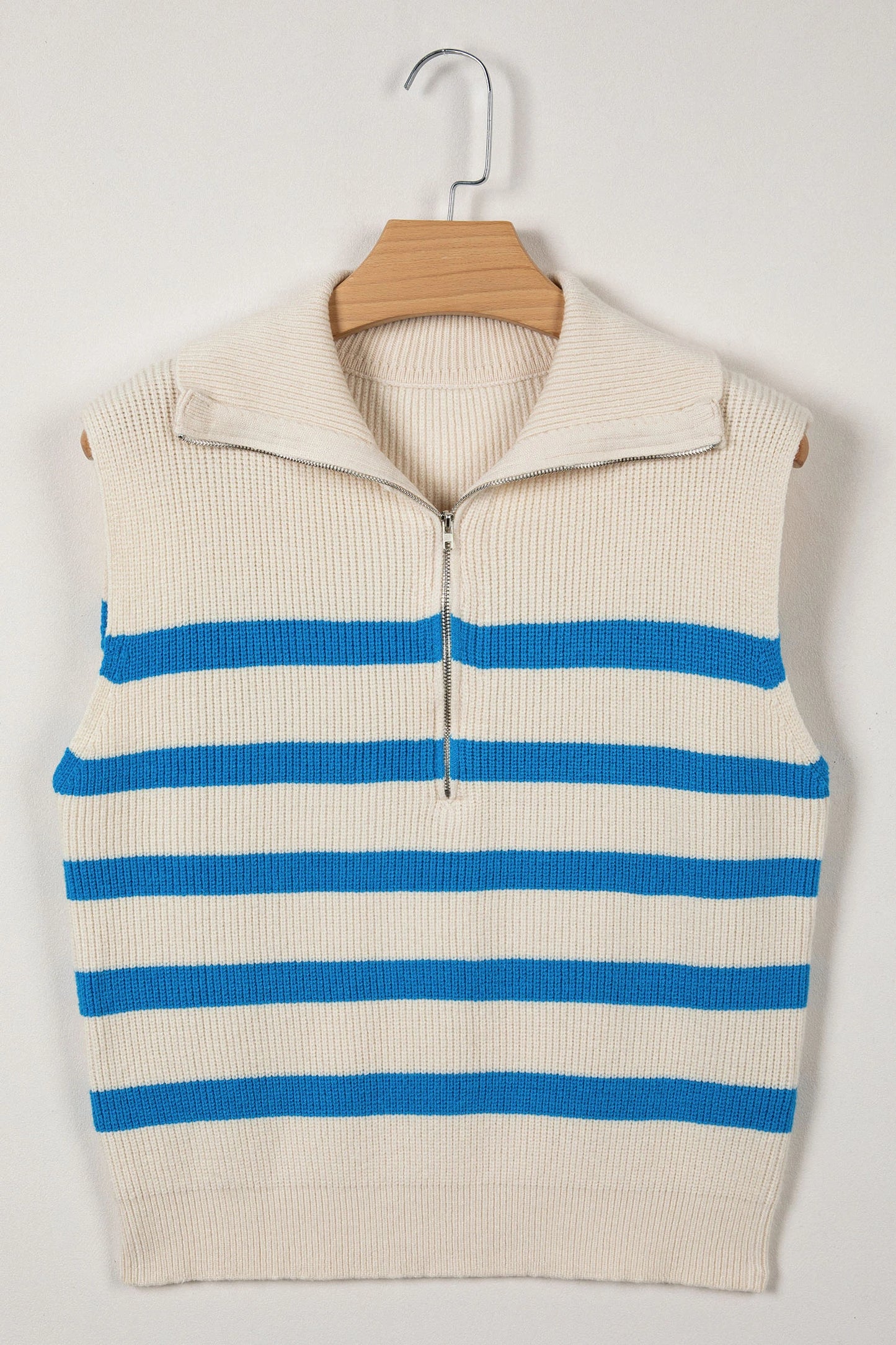 Chicory Coffee Ribbed Half Zip Collared Sweater Vest