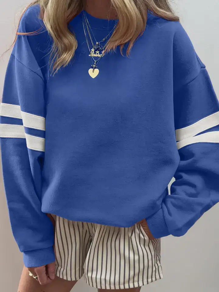 Evergreen Varsity Striped Detail Drop Shoulder Oversized Sweatshirt
