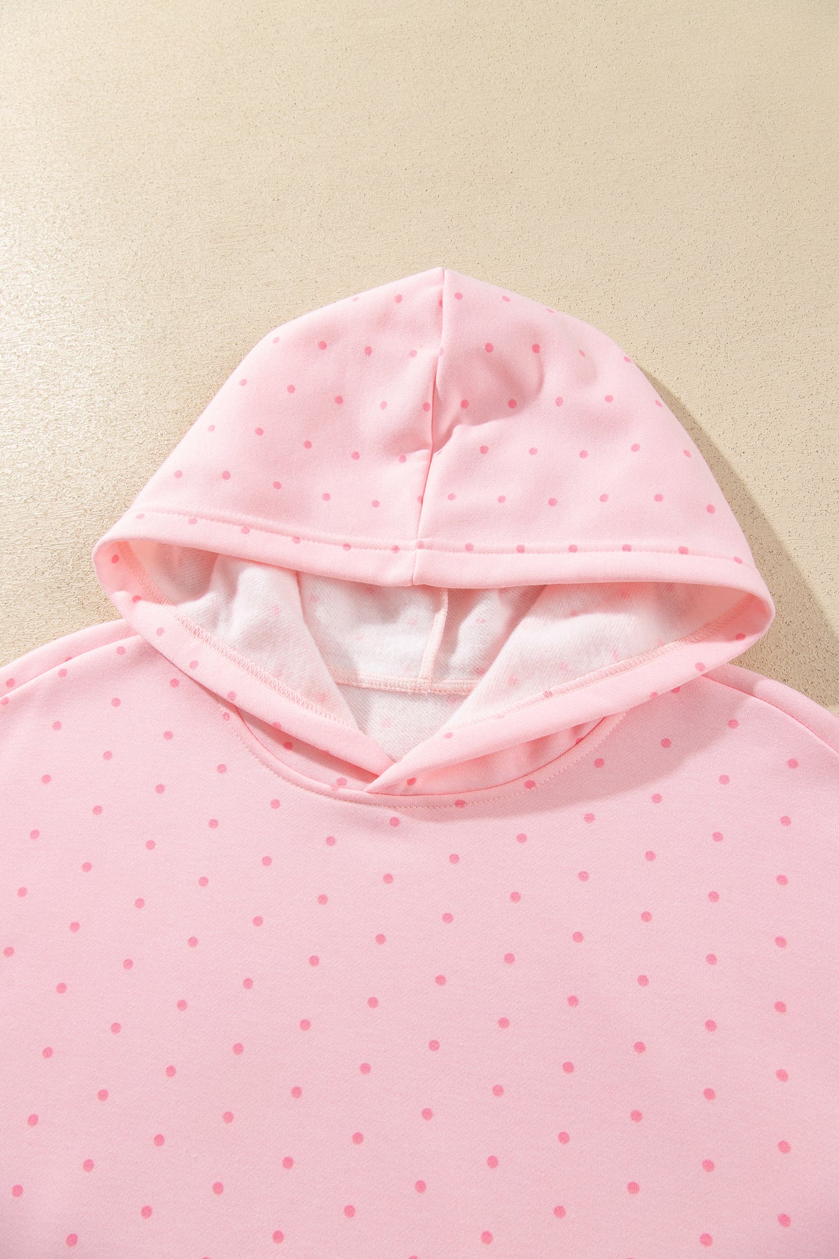Pink Polka Dot Printed Oversized Hoodie Casual Shorts 2pcs Set