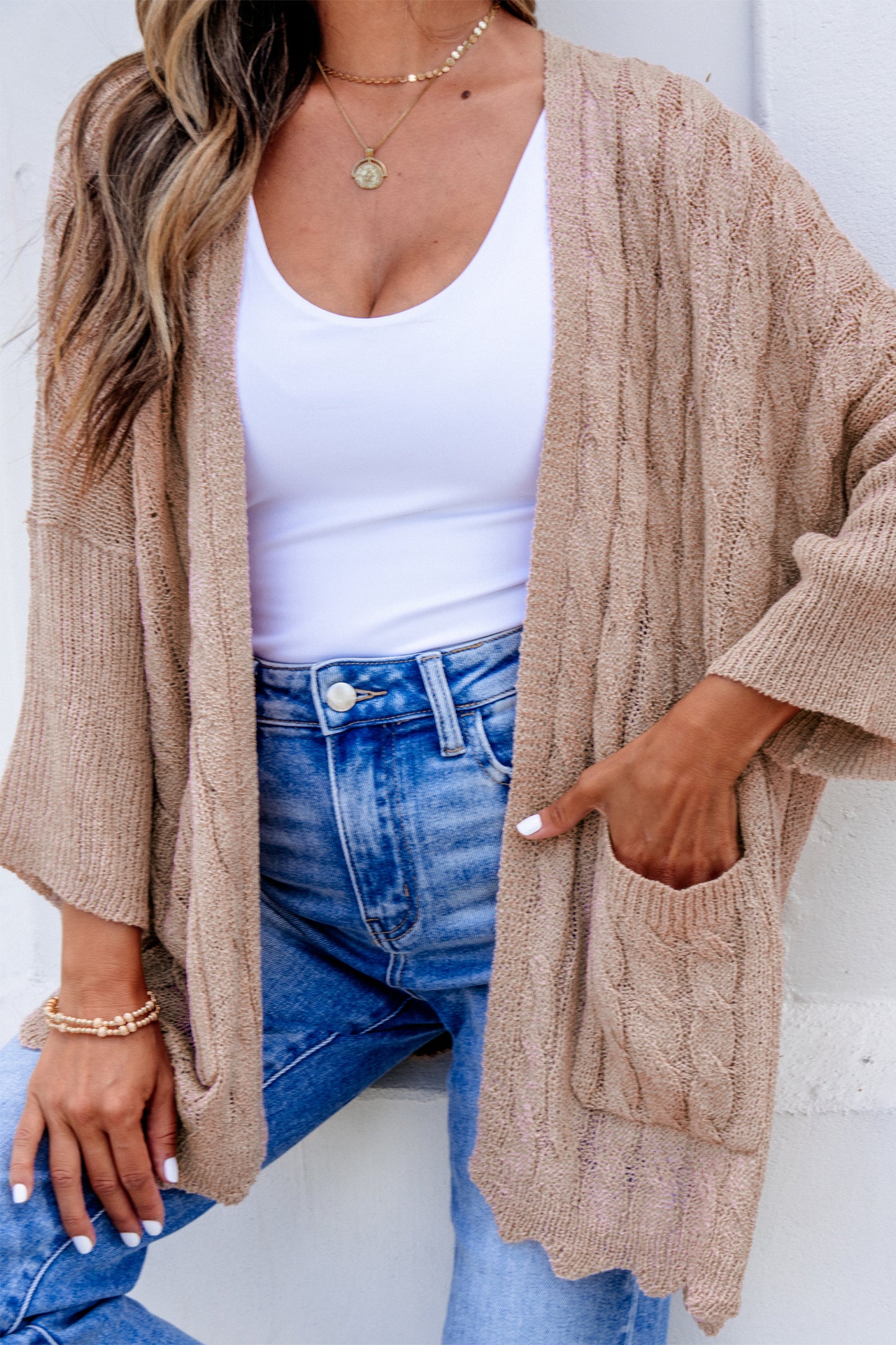 Open Knit Acrylic Cardigan Beach Boho Lightweight