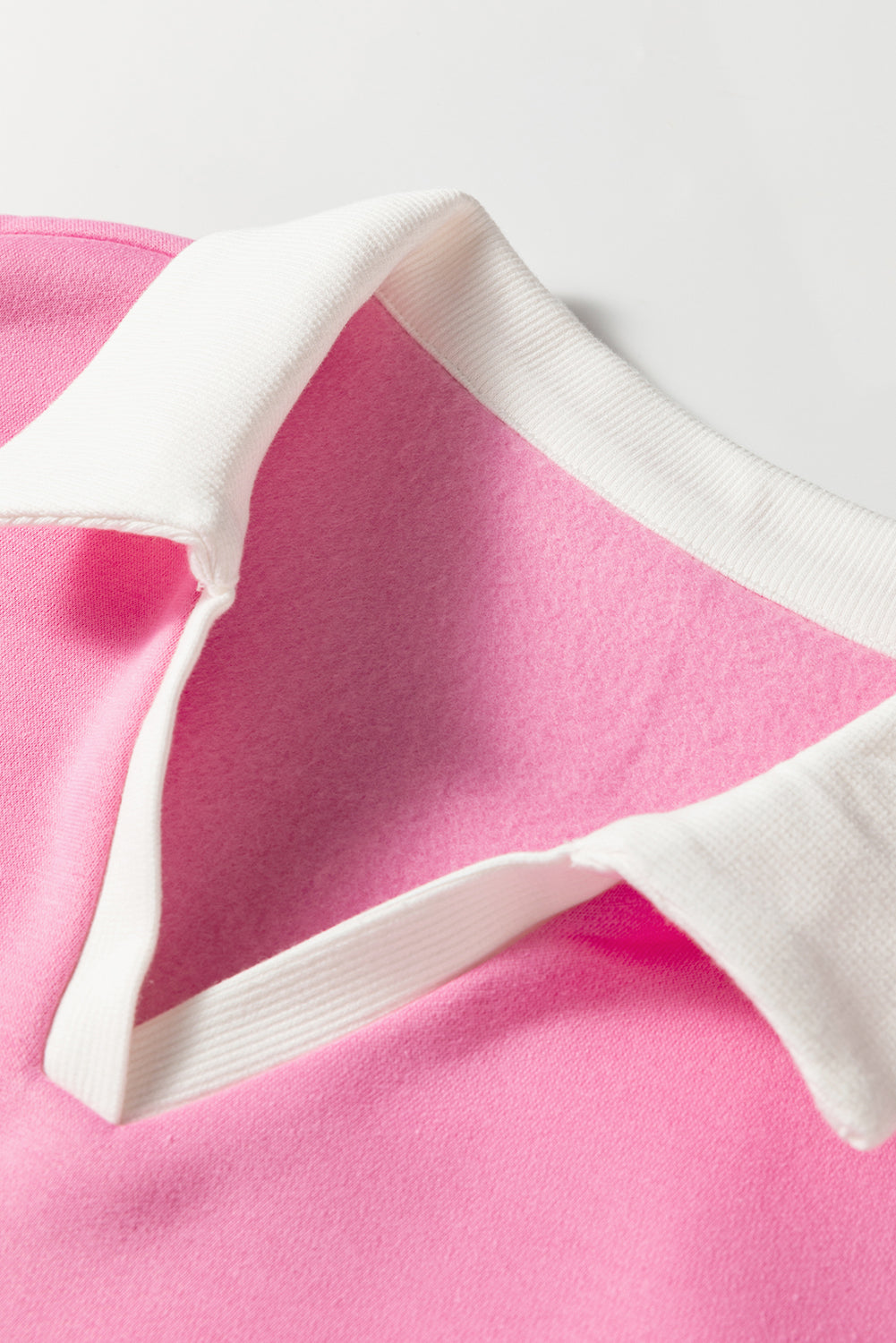 Bonbon Colorblock Polo Collar Floral Patchwork Puff Sleeve Top