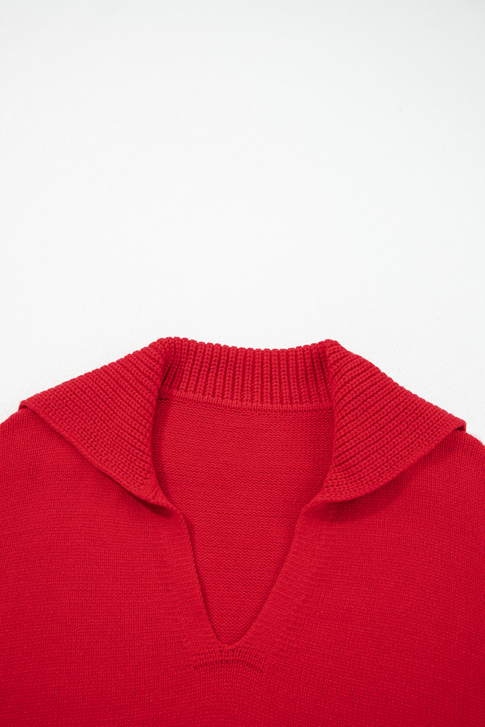 Flamingo Collared V Neck Ribbed Edge Sexy Elegant Sweater