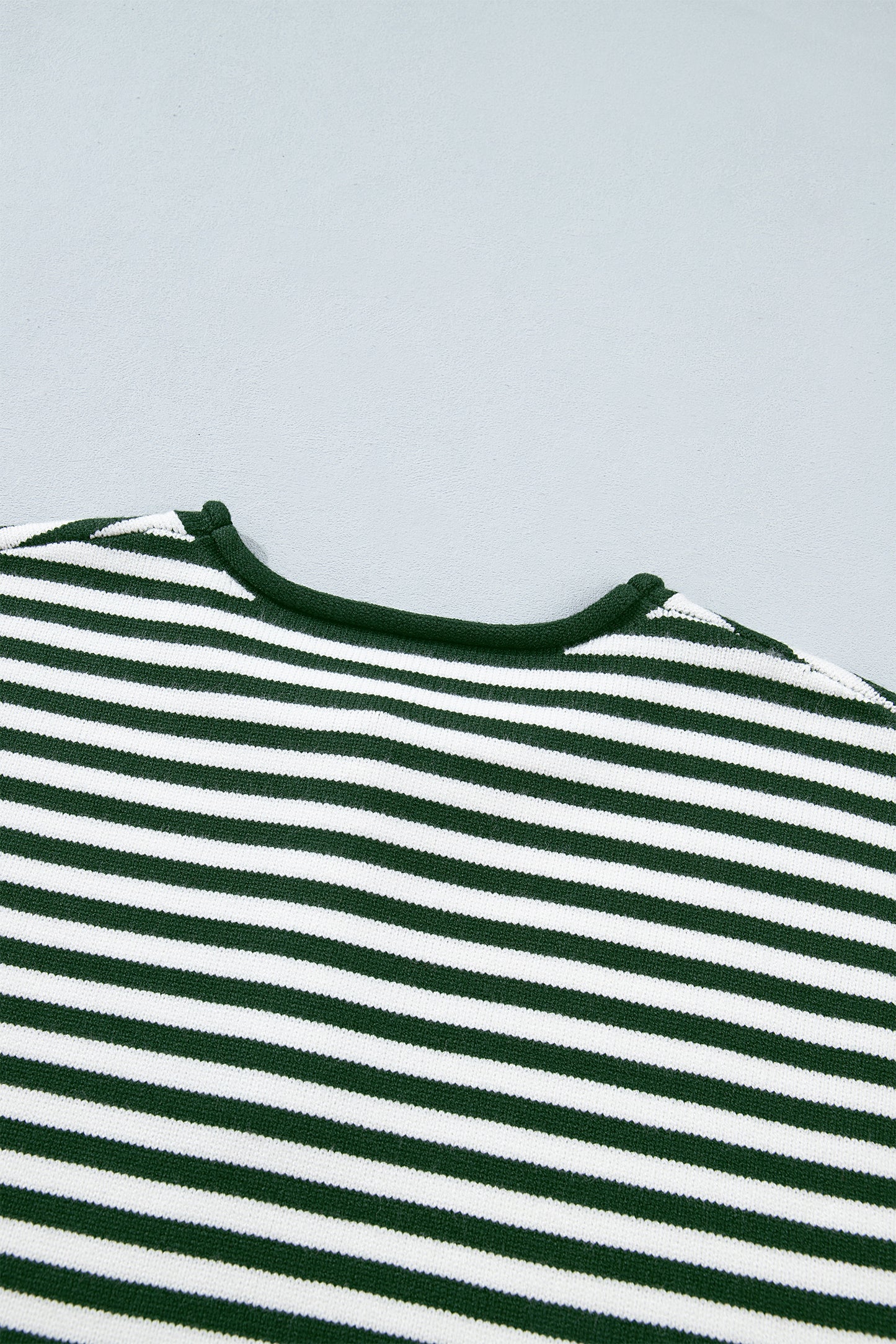 Striped Button Placket Drop Shoulder Long Sleeve Sweater