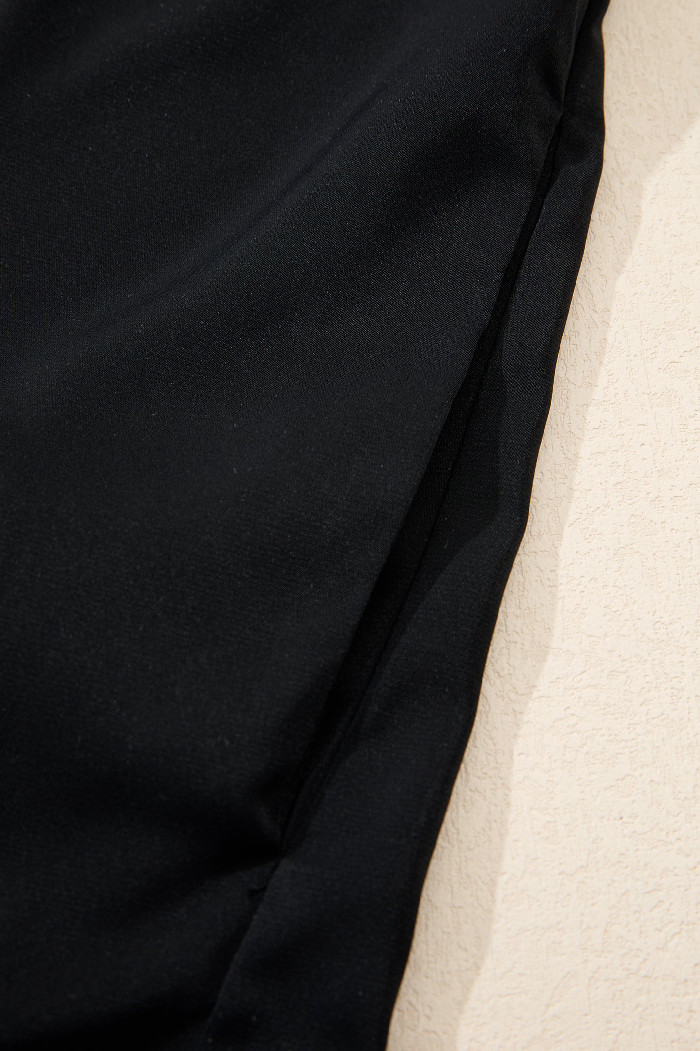 Black Plus Size Leopard Patchwork V Neck 3/4 Sleeve Ruffle Hem Mini Dress