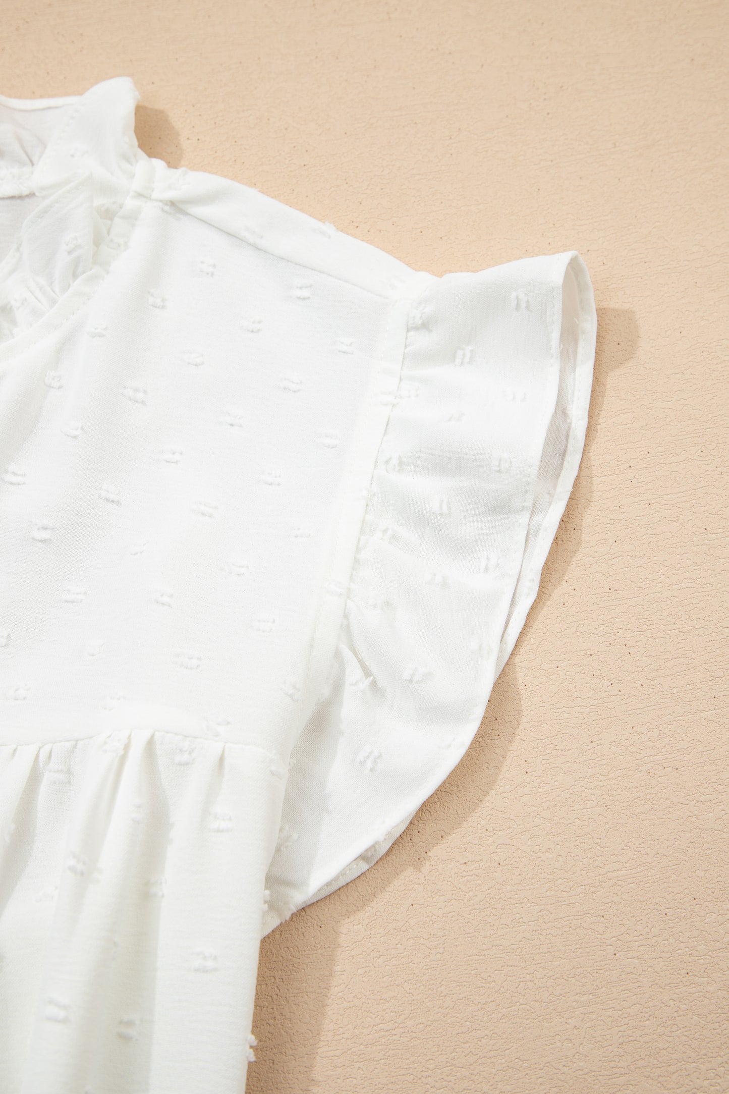 White Plus Size Swiss Dot Ruffle Lace Trim V Neck Tank Top