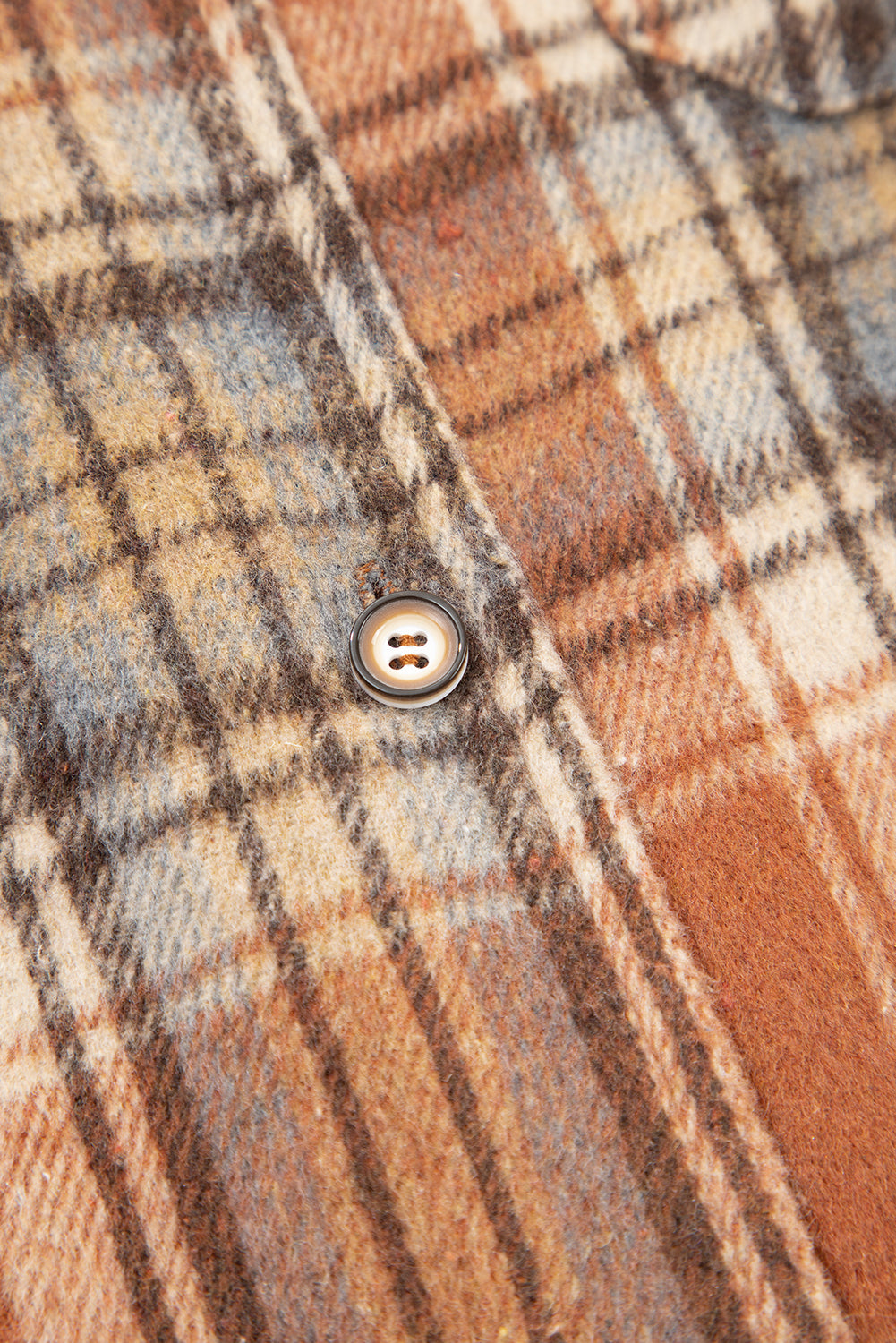 Brown Plaid Print Flap Pocket Buttoned Plus Size Shacket