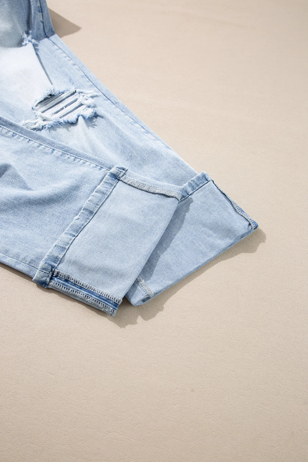 Beau Blue Light Wash Distressed Straight Jeans