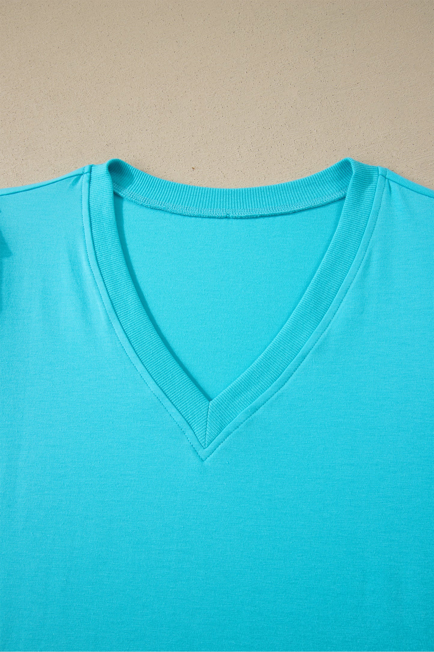 Bonbon Solid Color V Neck Short Puff Sleeve Blouse