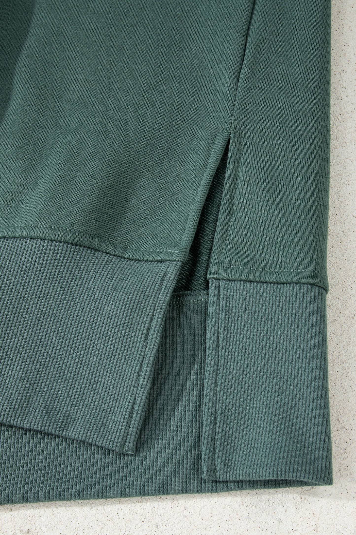 Jet Stream Solid Color Oversize Slit Sweatshirt Ribbed Leggings 2pcs Set