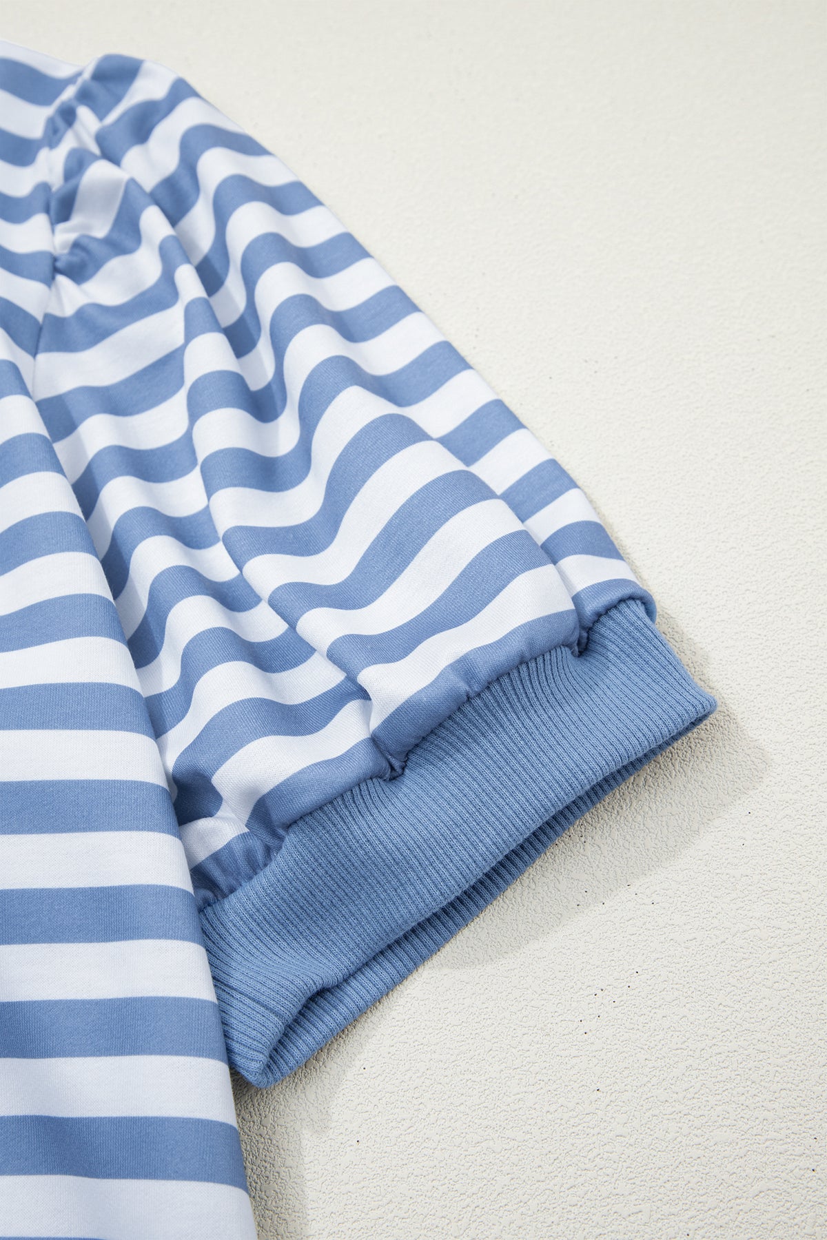 Khaki Stripe Short Bubble Sleeve T Shirt