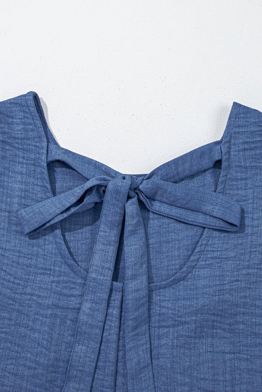 Ashleigh Blue Knot Scoop Back Ruffle Hem Sleeveless Mini Dress