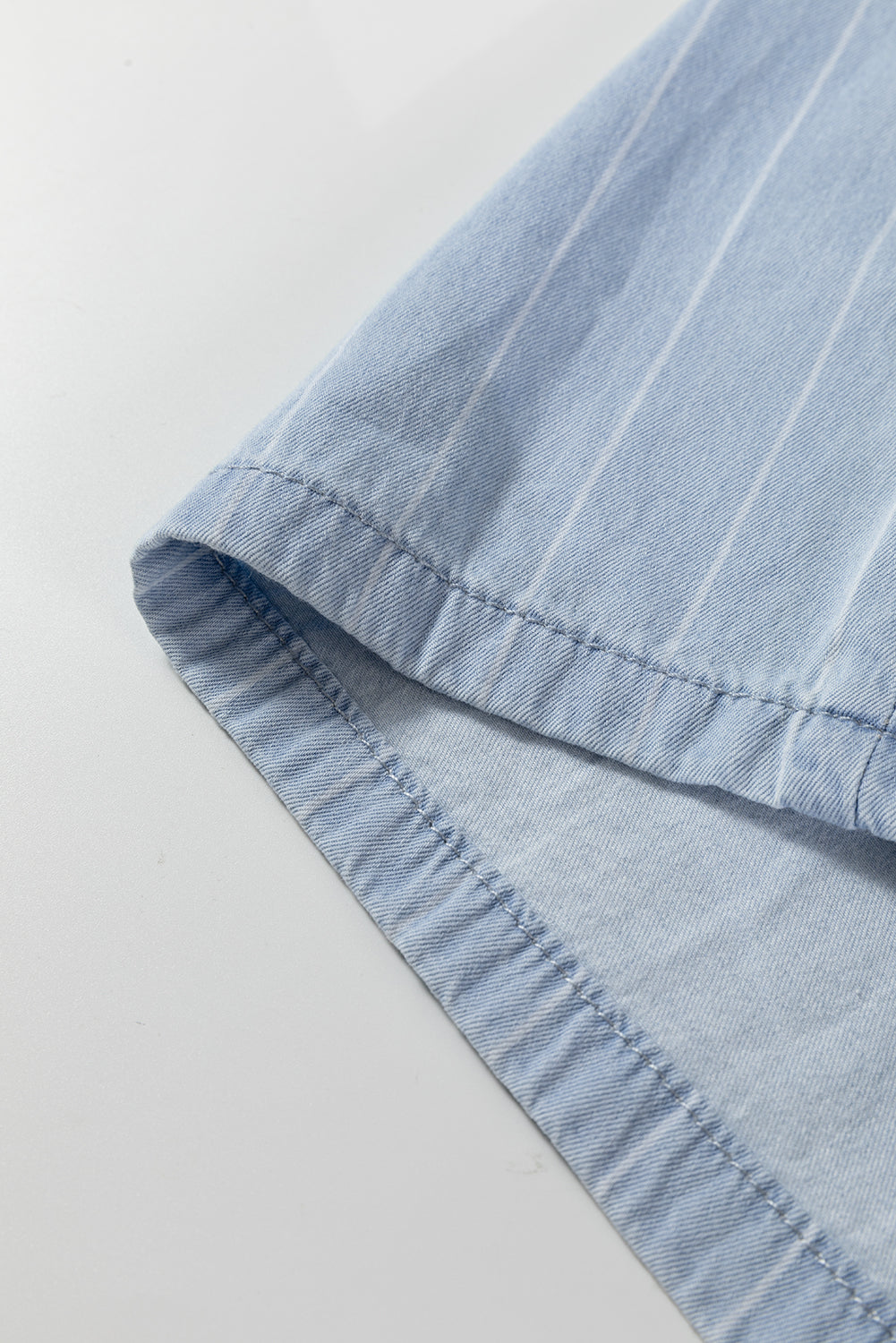 Blue Stripe Chambray Wide Leg Tied Elastic Waist Trousers