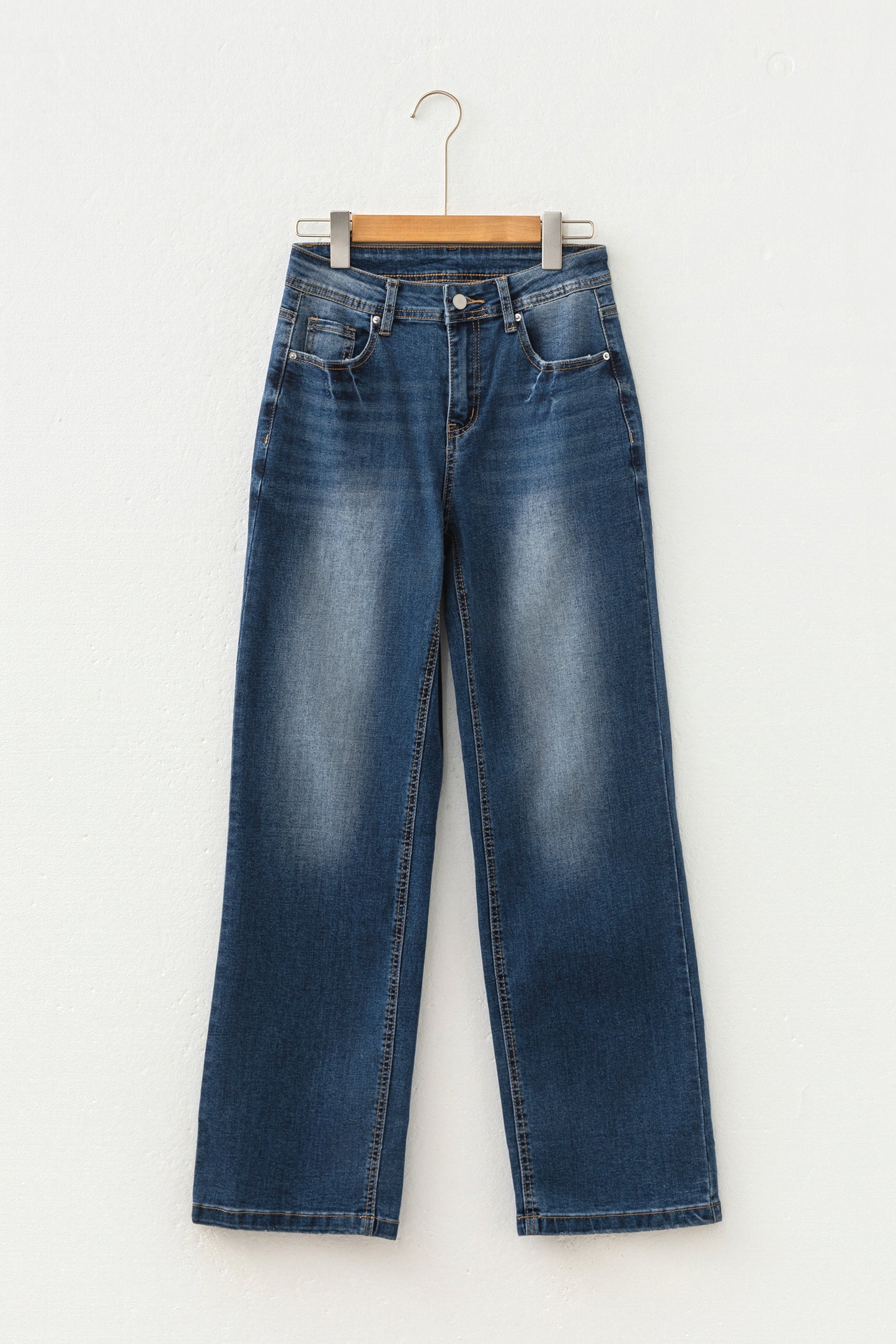Ashleigh Blue Acid Washed Straight Leg Full Length Casual Jeans