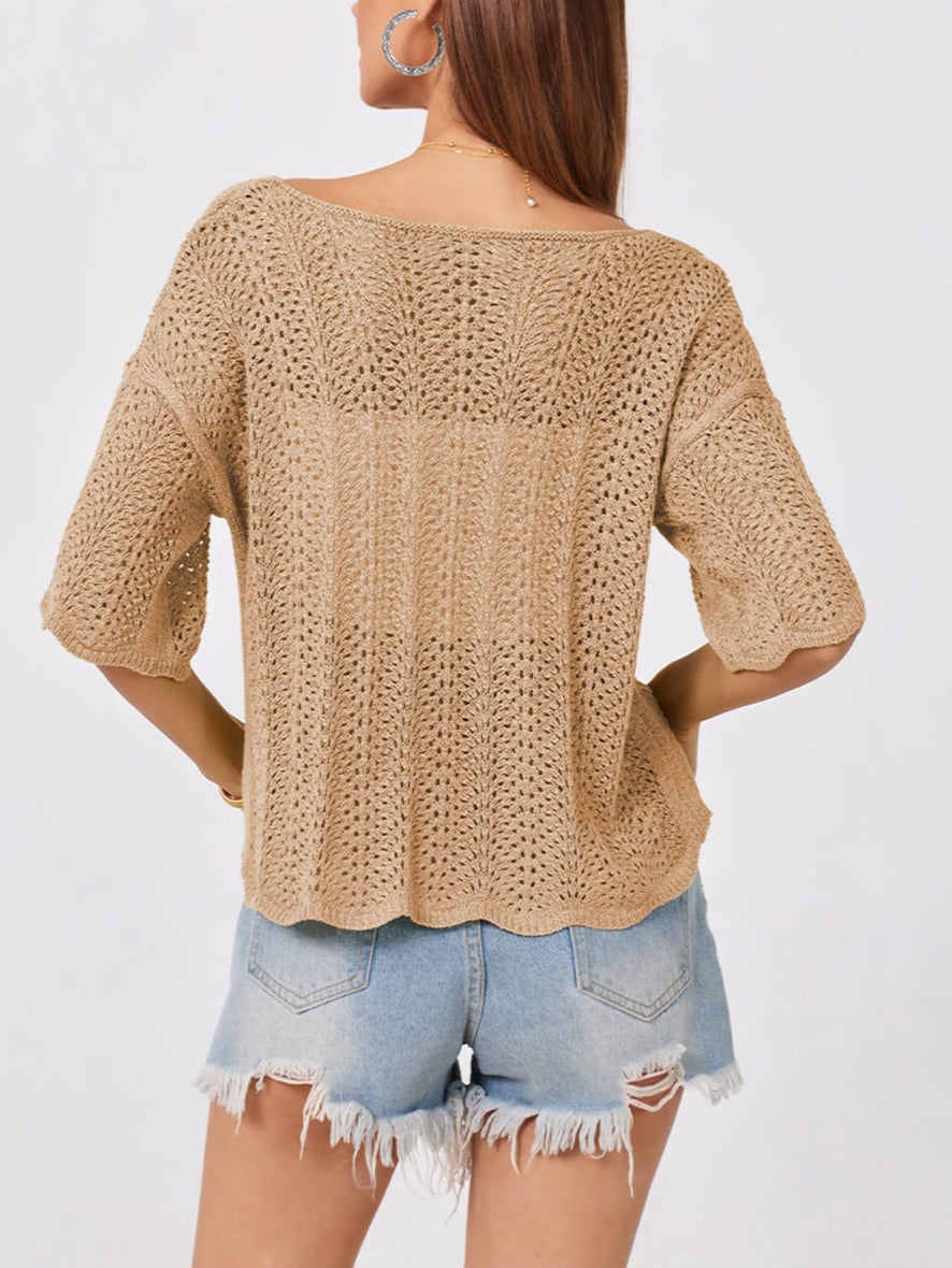 Crochet Knit Hollow Out Top Loose Summer Sweater