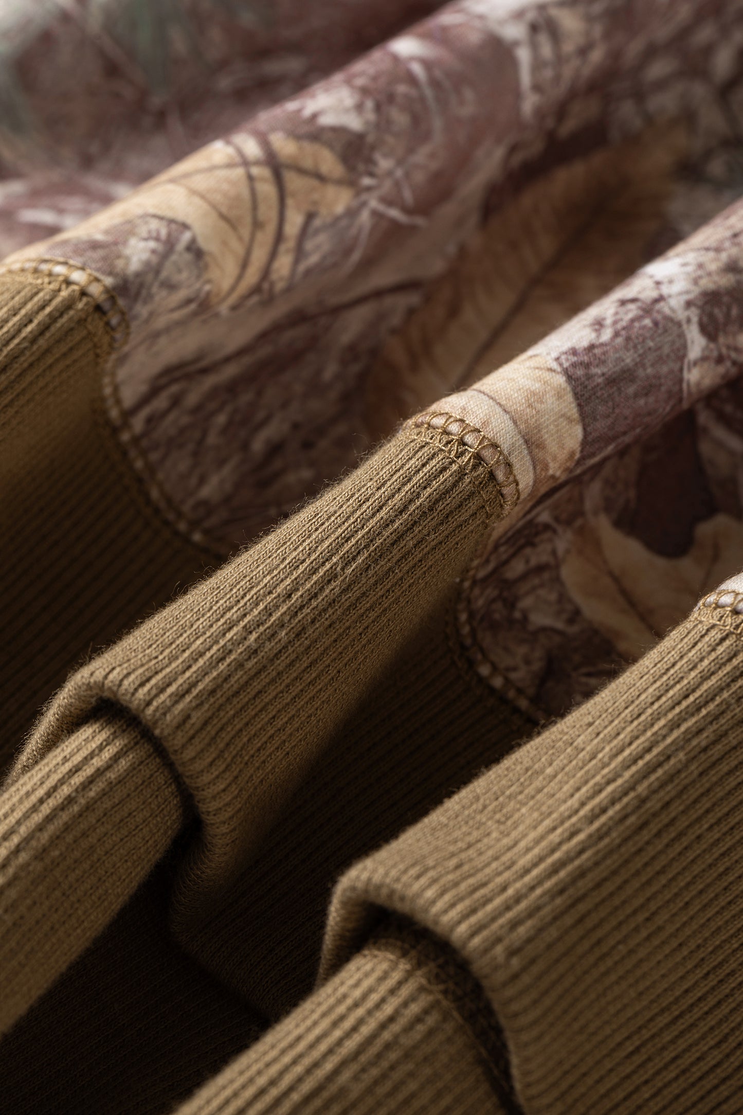 Brown Abstract Camo Print Color Block Detail Baggy Pullover Sweatshirt