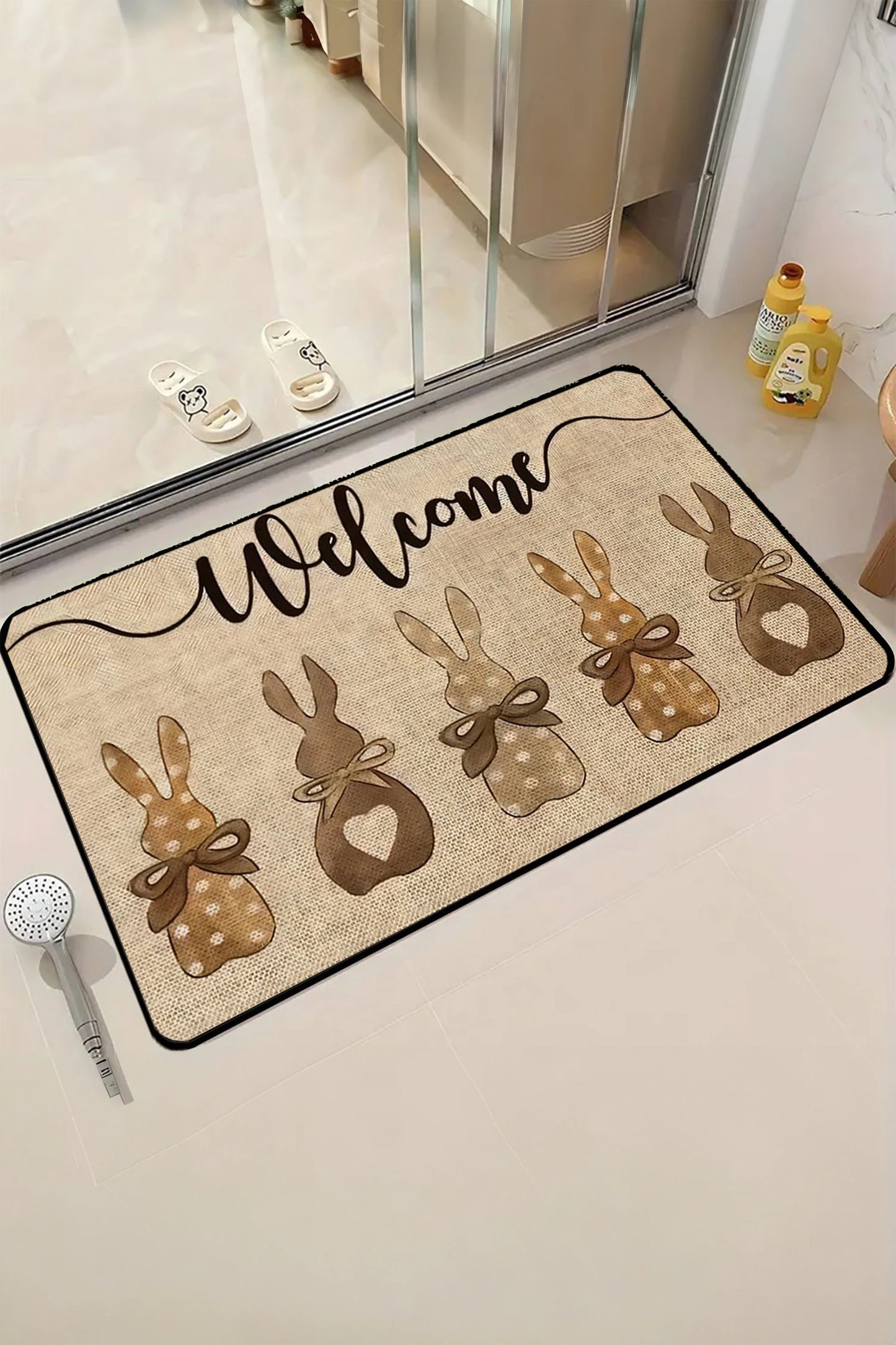 shop similar  Light French Beige Easter Themed Rabbit Welcome Doormat