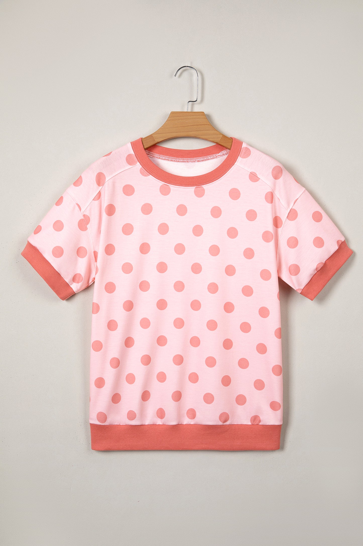 Polka Dot Knit Tee Casual Colorblock Boutique Top