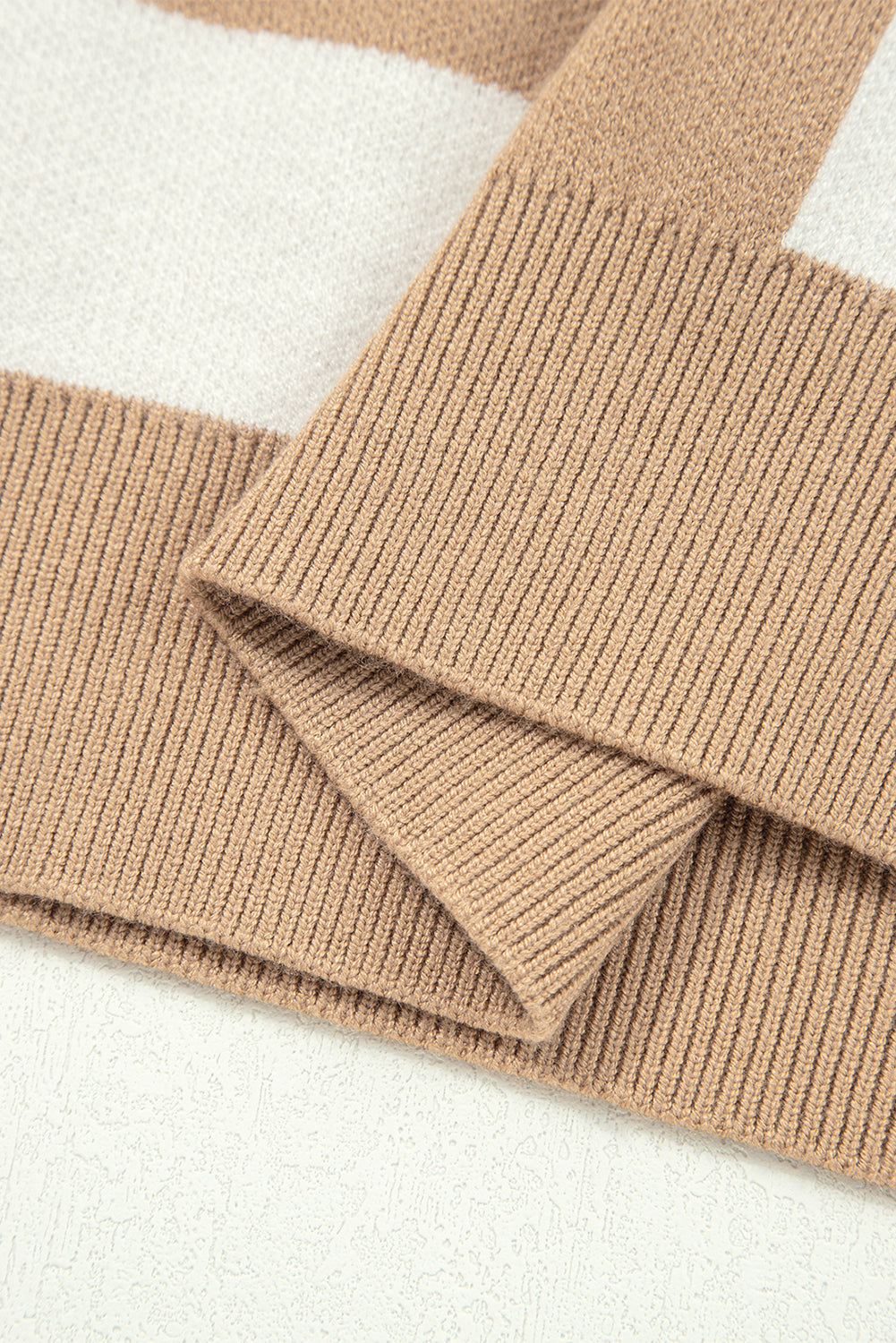 Checkered Pattern Loose Drop Shoulder Half Sleeve Sweater