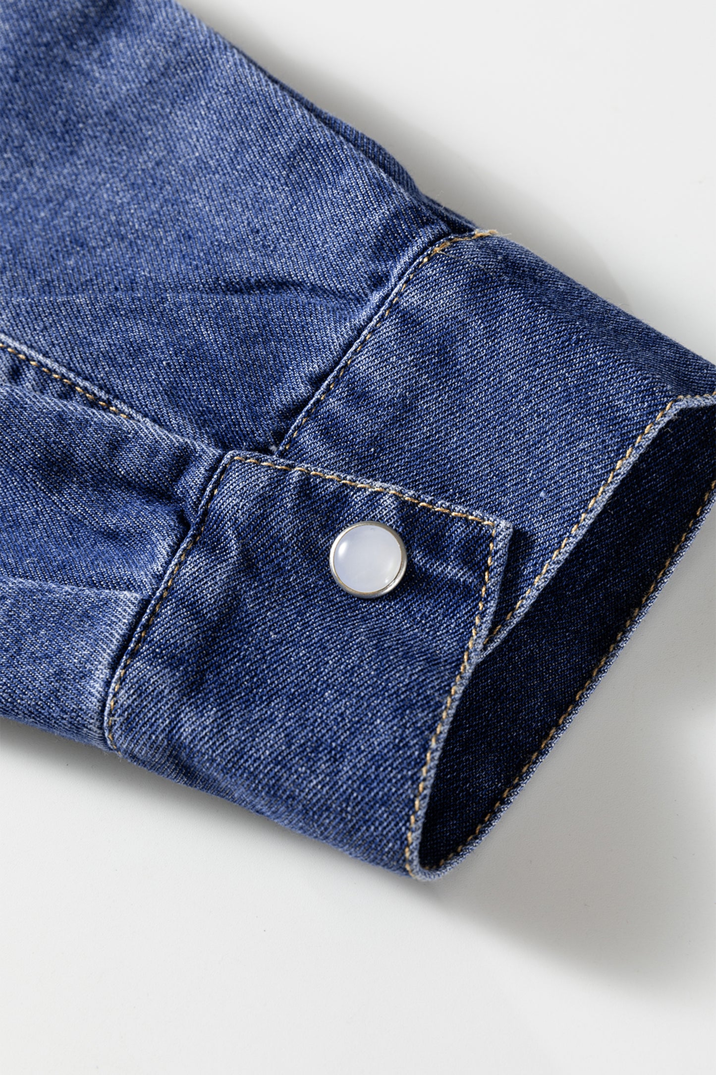 Ashleigh Blue Denim Shirt Collar Long Sleeve Flared Mini Dress