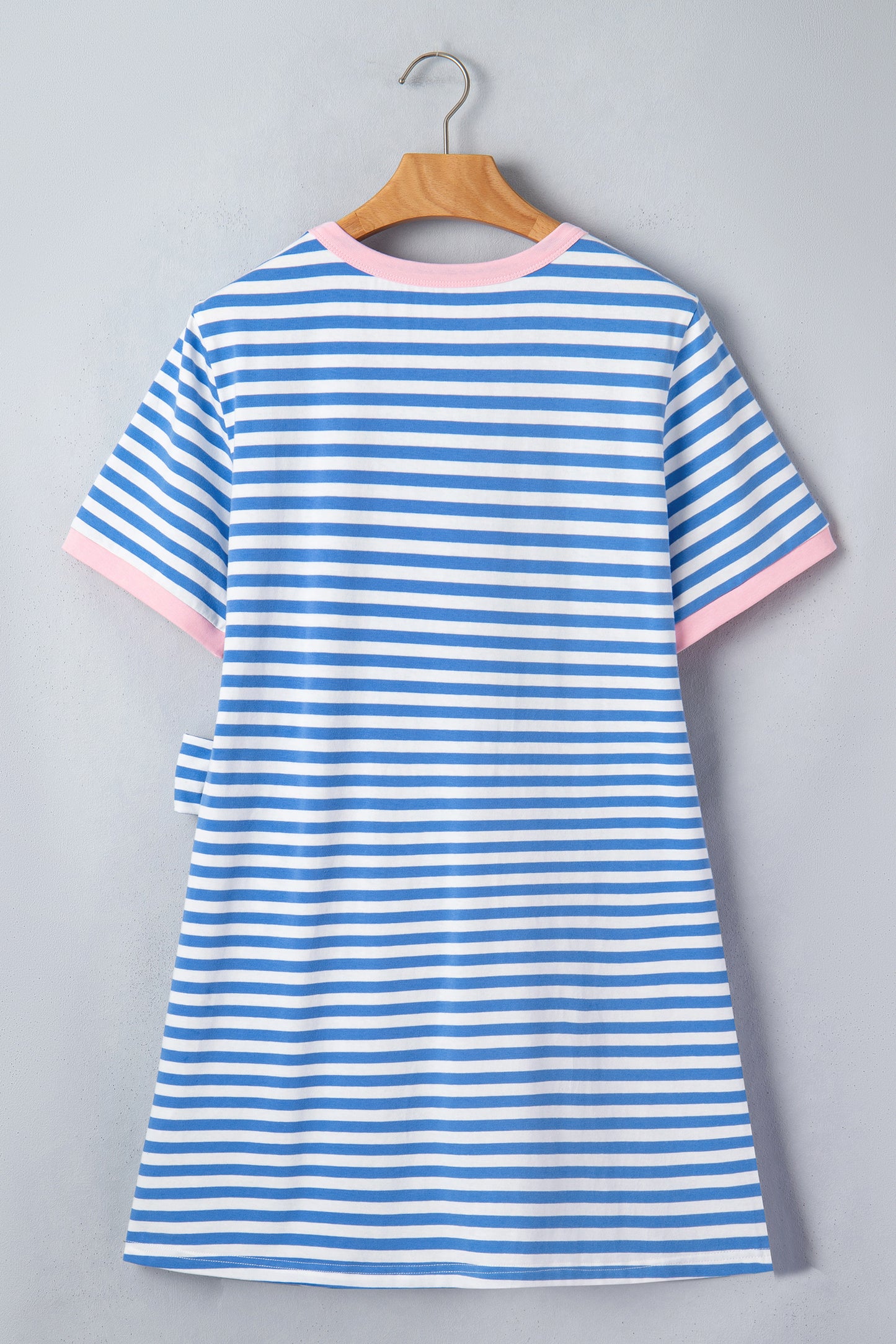 Striped Cotton Knot Front Tee Dress Casual Summer Shift Dress