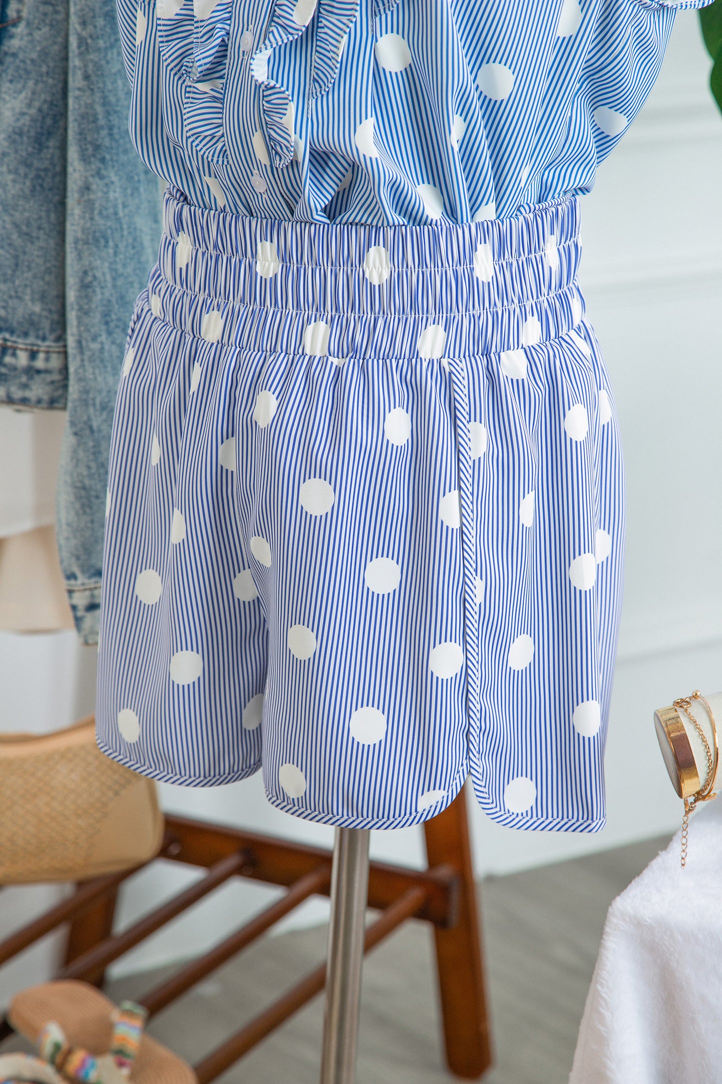 Polka Dot Polyester Shorts Casual Summer Beachwear
