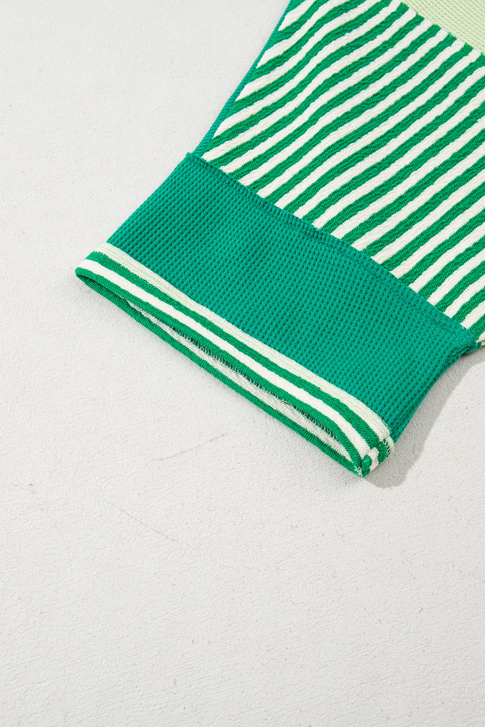 Stylish Green Stripe Colorblock Plus Size T-Shirt