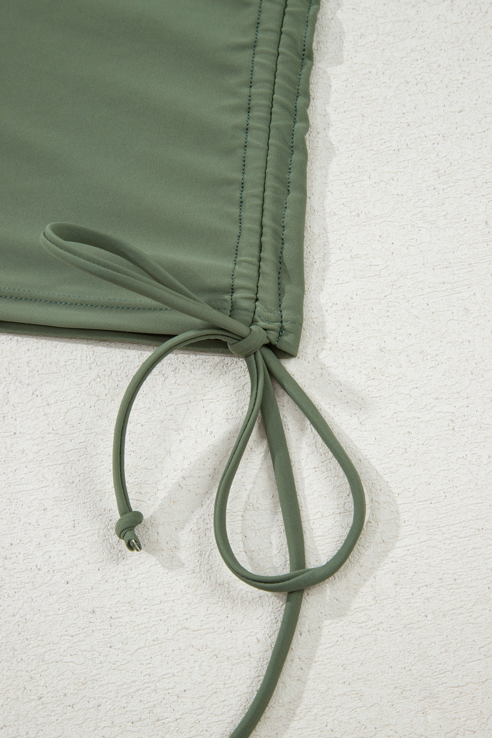 Mist Green Drawstring Ruched Wide Straps Tankini Set