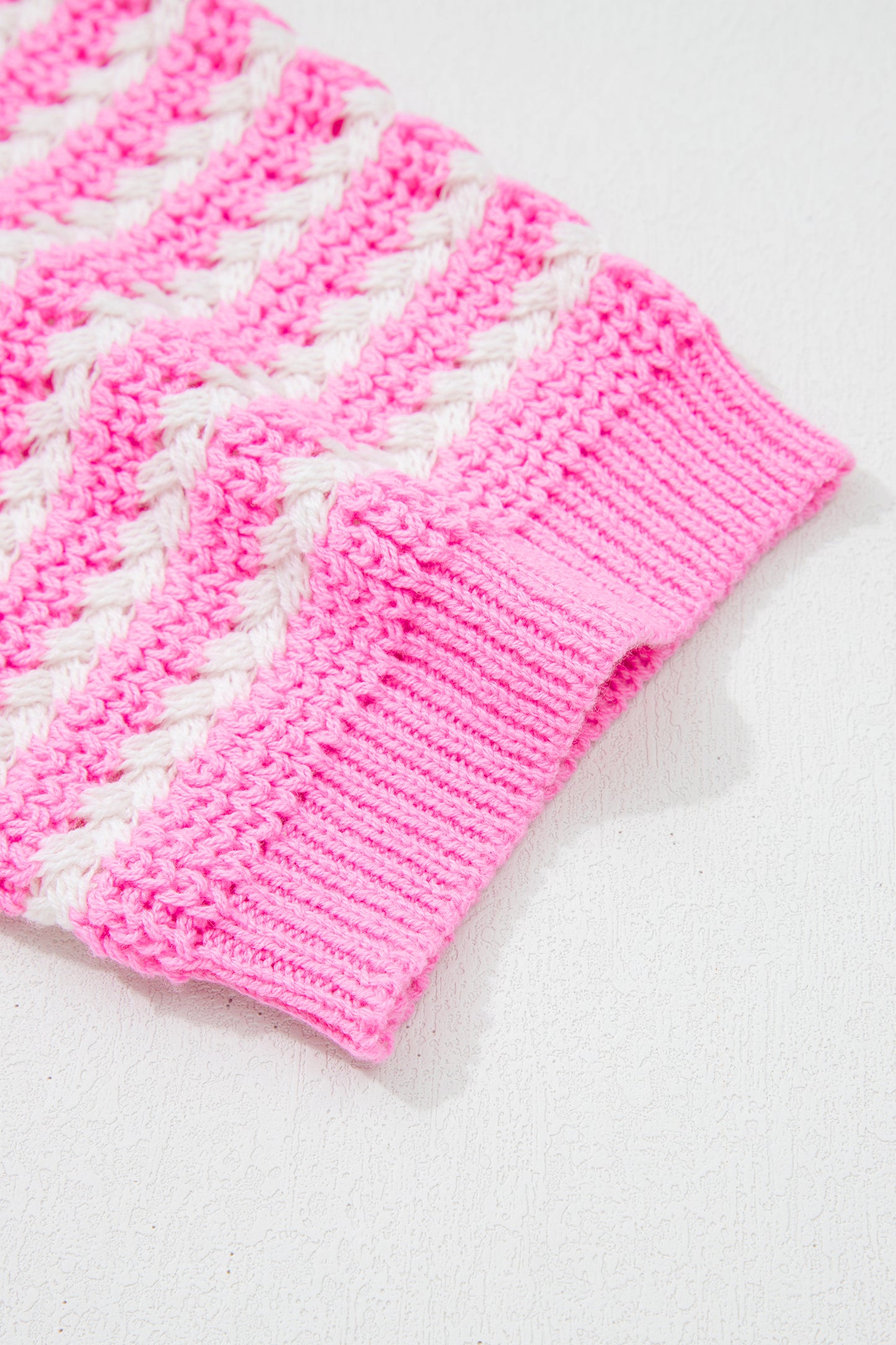 Black Stripe Short Sleeve Knit V Neck Bow Knot Sweater