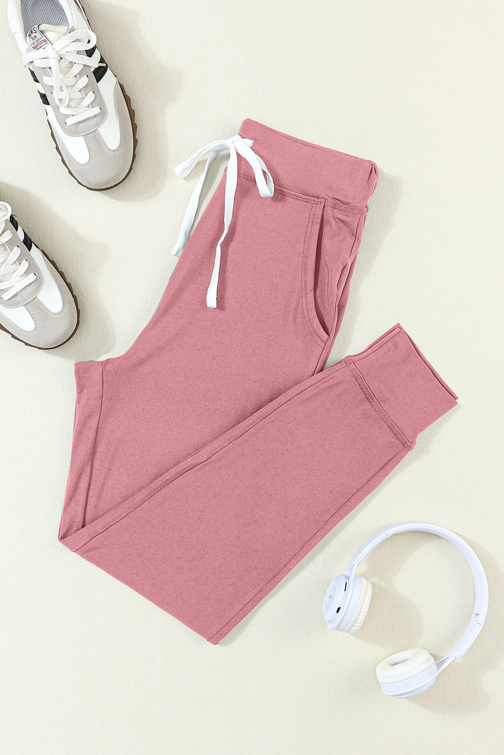 Moss Green Drawstring Waist Pocketed Joggers