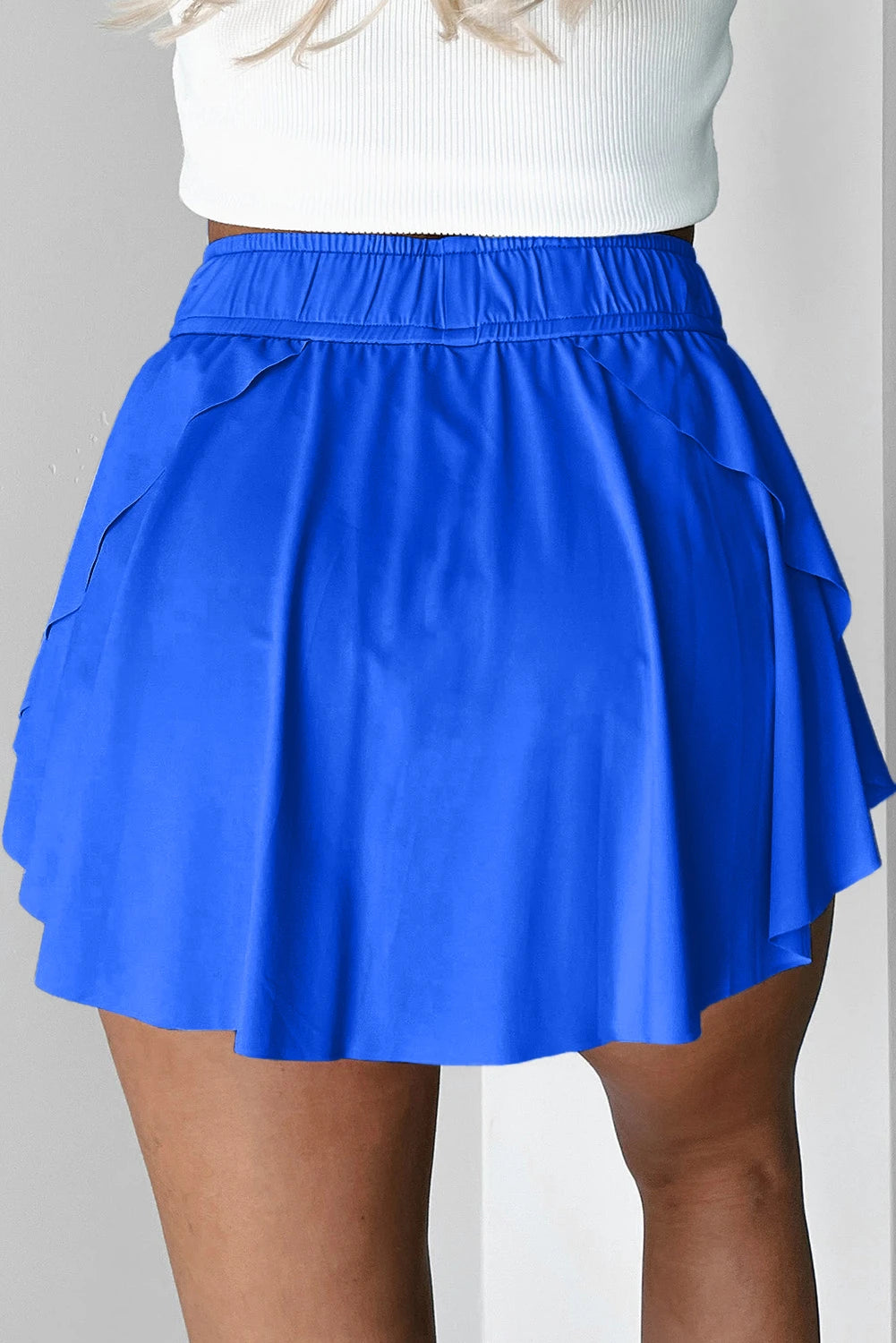 Bonbon Drawstring High Waist Lined Tennis Skorts