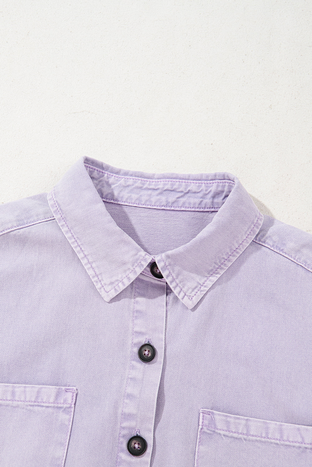 Button Front Short Sleeve Denim Shirt Dress with Chest Pockets