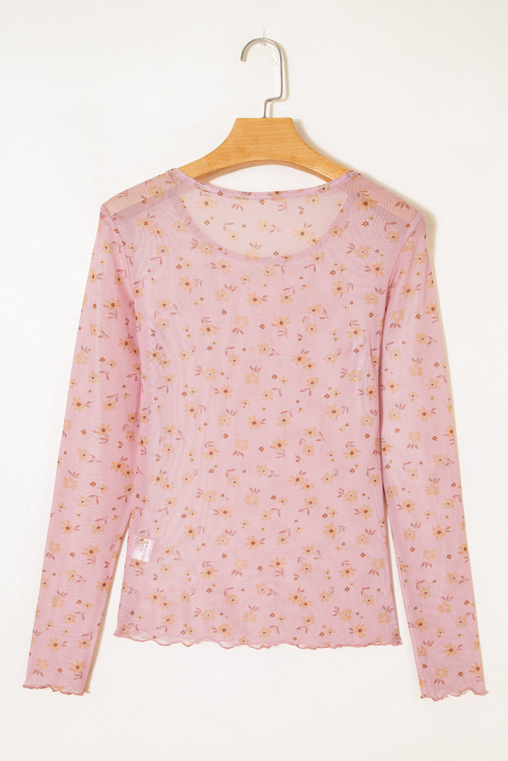 Laurel Green Vintage Floral Print Southern Style Mesh Long Sleeve Top