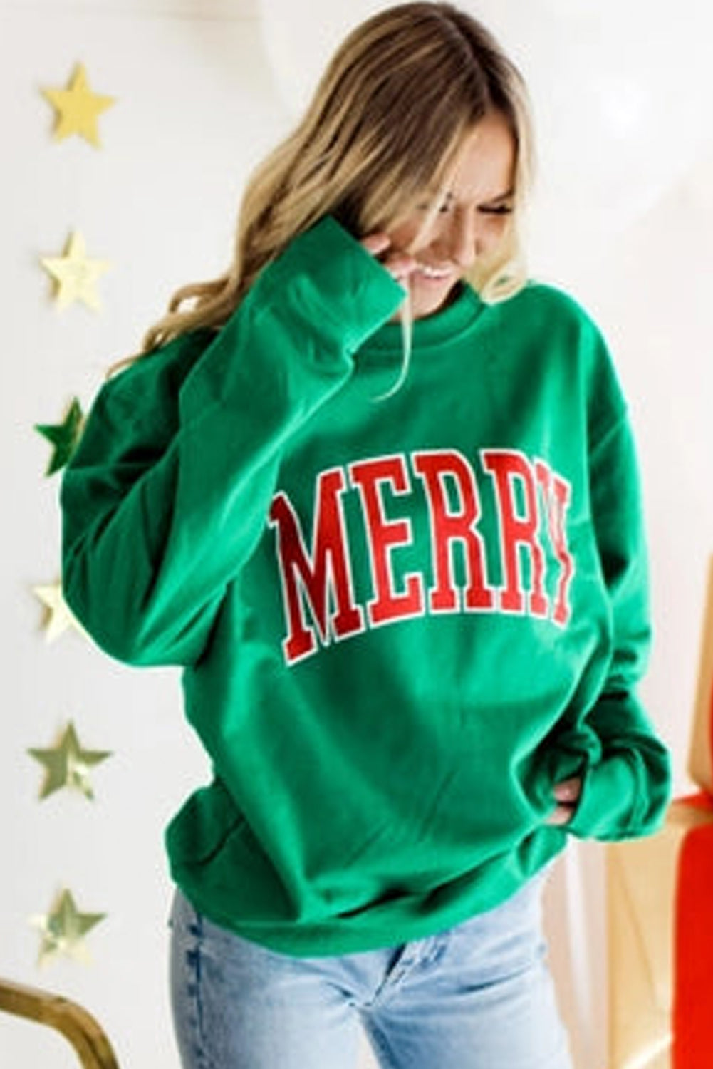 Aphabet Chenille Embroidered Pullover Sweatshirt