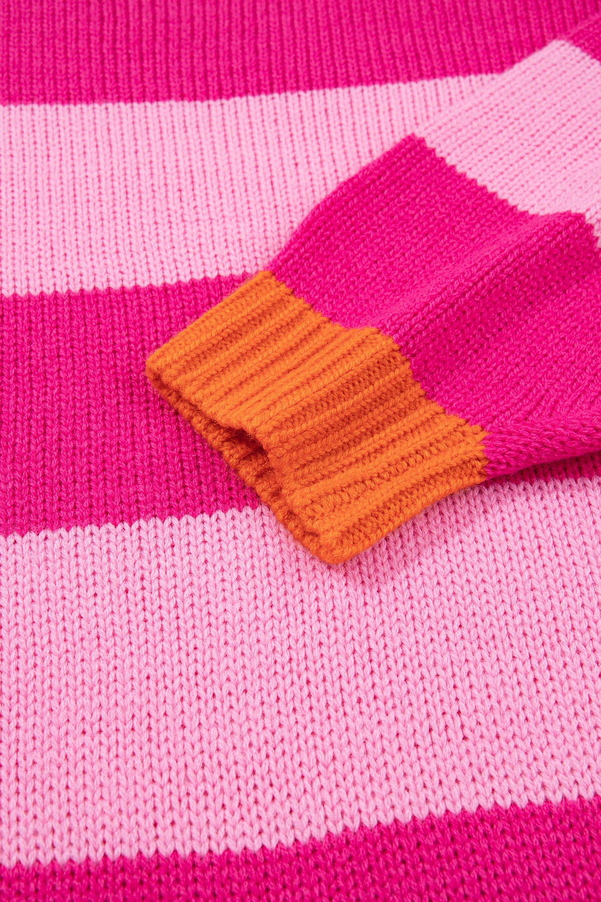 Rose Stripe Casual Colorblock Knit Drop Shoulder Relaxed Sweater