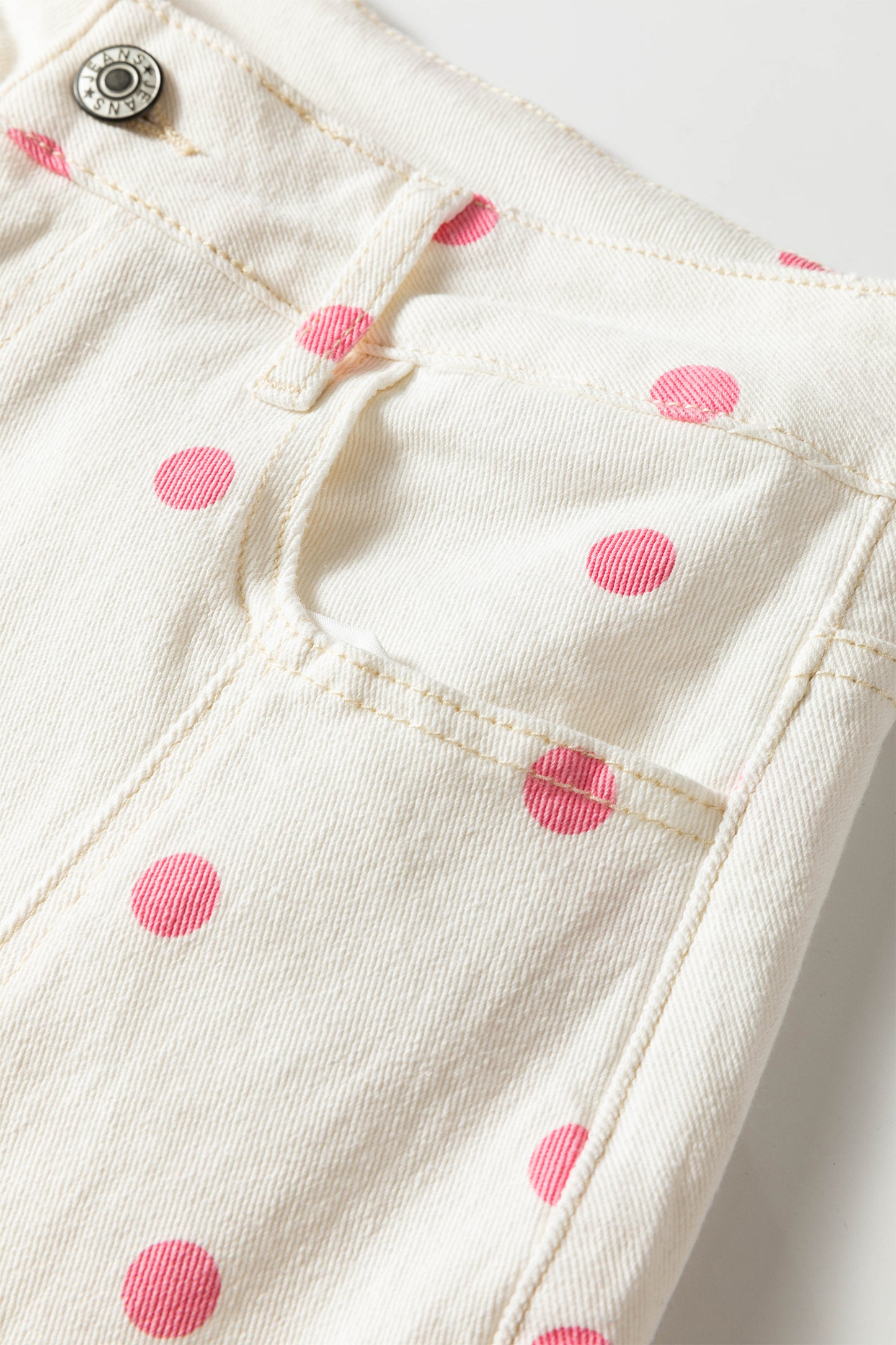 Polka Dot Cotton Jeans Casual High Waist Wide Leg