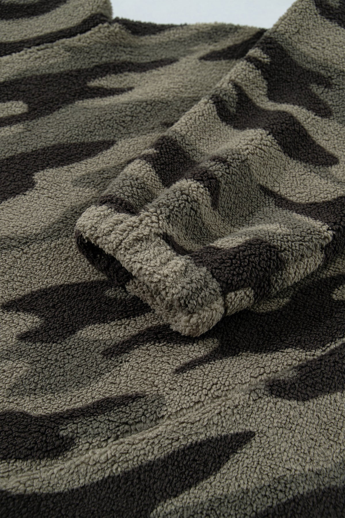Multicolour Camouflage Fleece Half Zip-Up Long Sleeve Pocket Sweatshirt