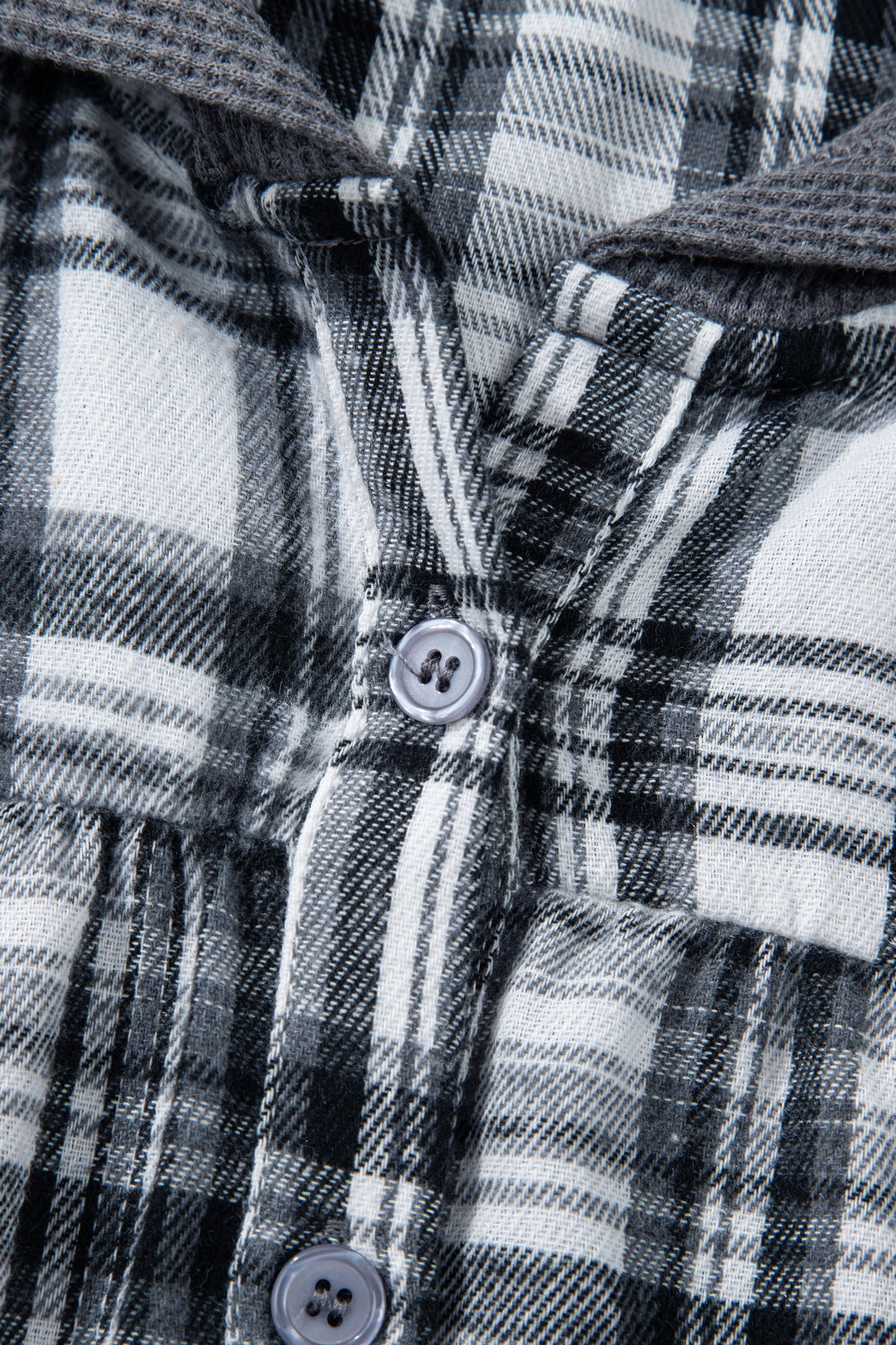 Brown Plaid Patchwork Long Sleeve Button Hooded Blouse