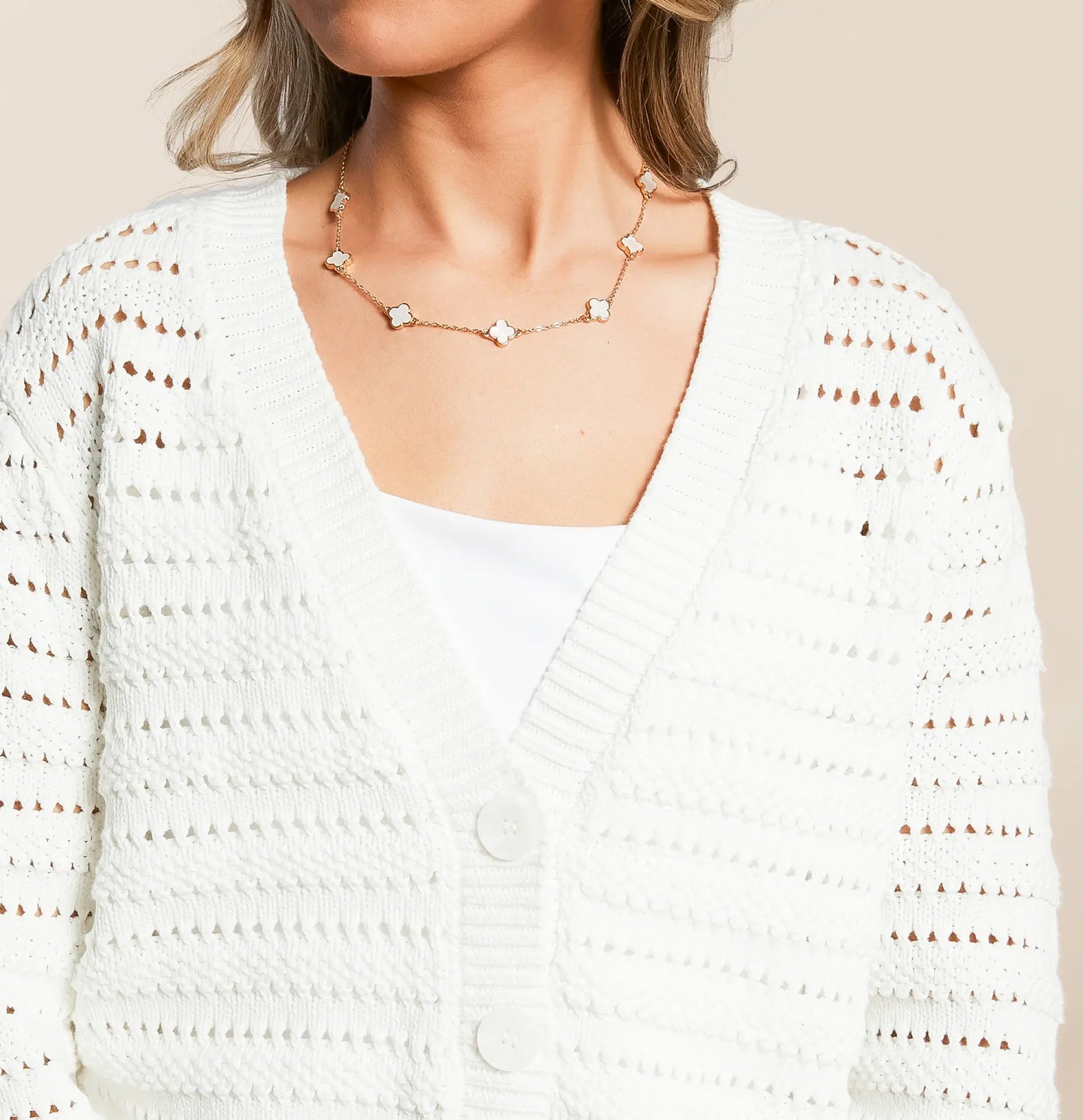 Women's Romantic Crochet Knit Button-Down Cardigan Sweater