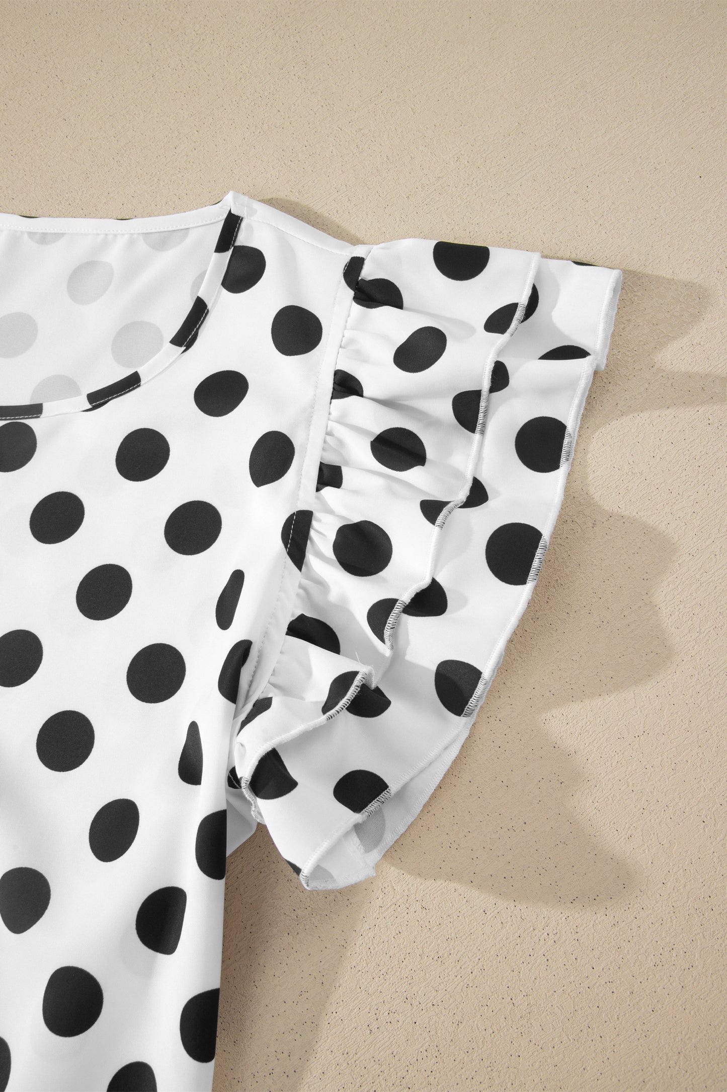 Polka Dot Ruffle Sleeve Blouse Boutique Casual Top