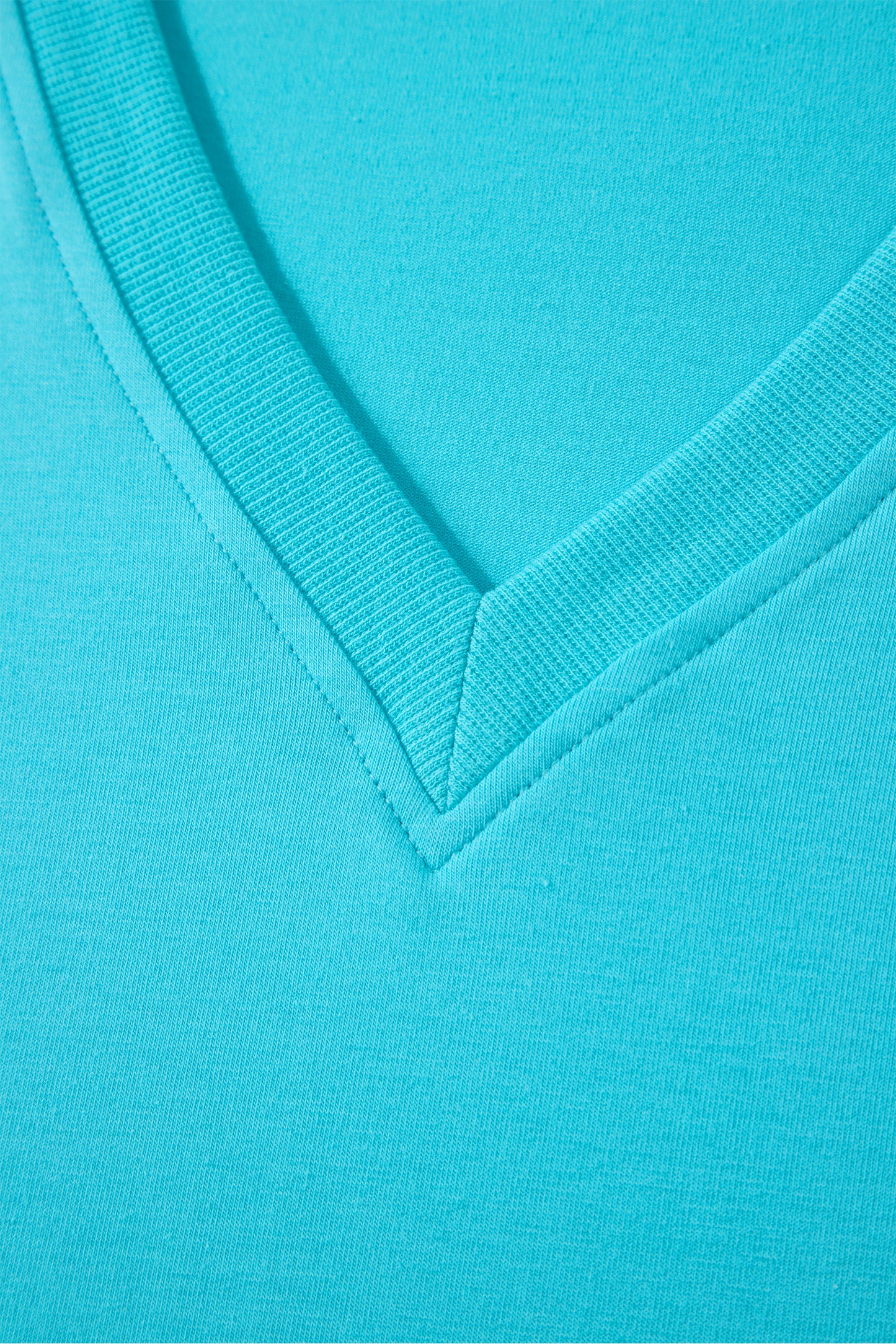 Bonbon Solid Color V Neck Short Puff Sleeve Blouse