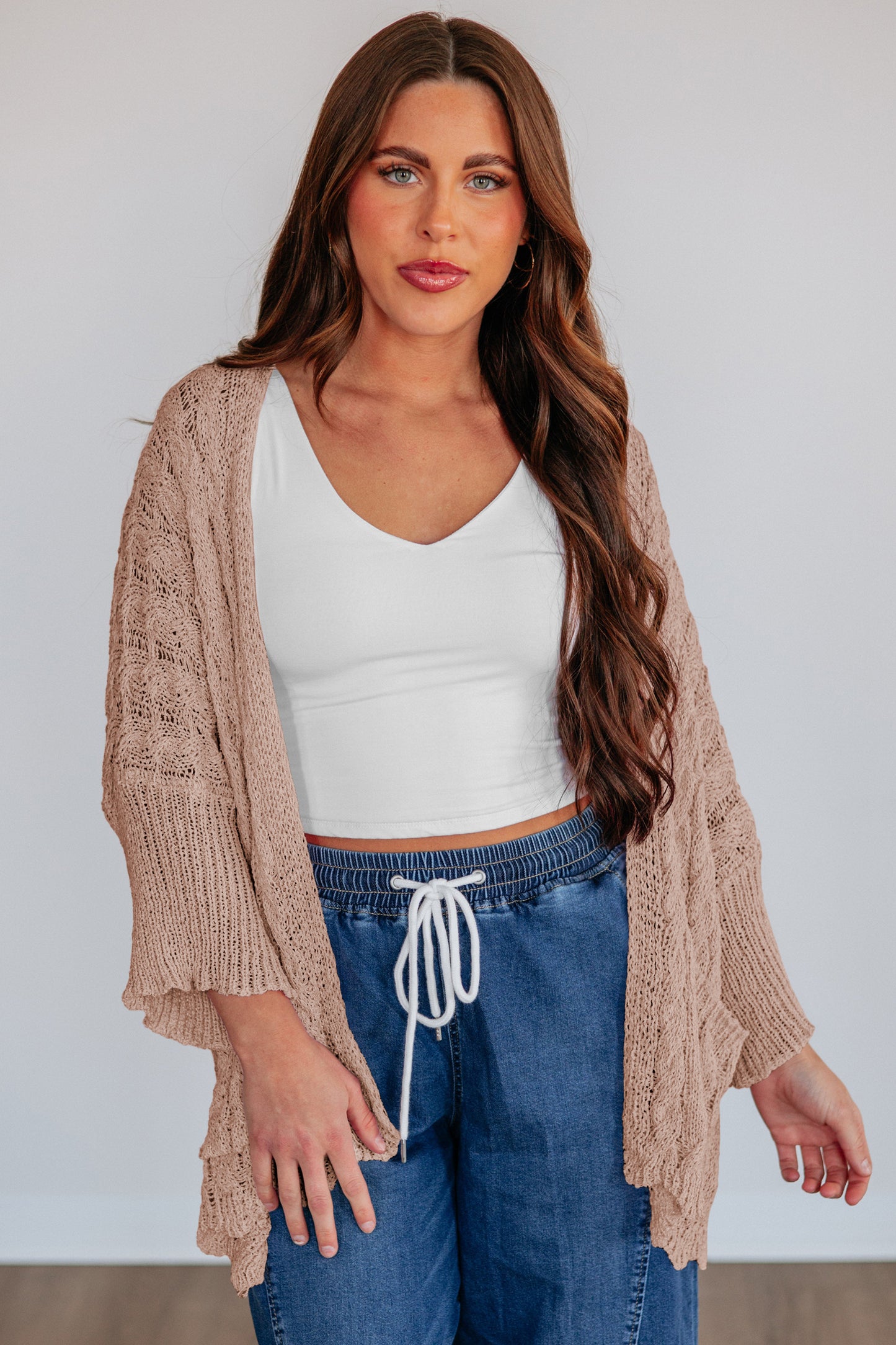 Open Knit Acrylic Cardigan Beach Boho Lightweight