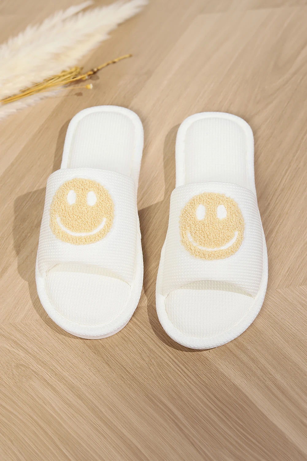 Happy Face Open Toe Winter Slippers