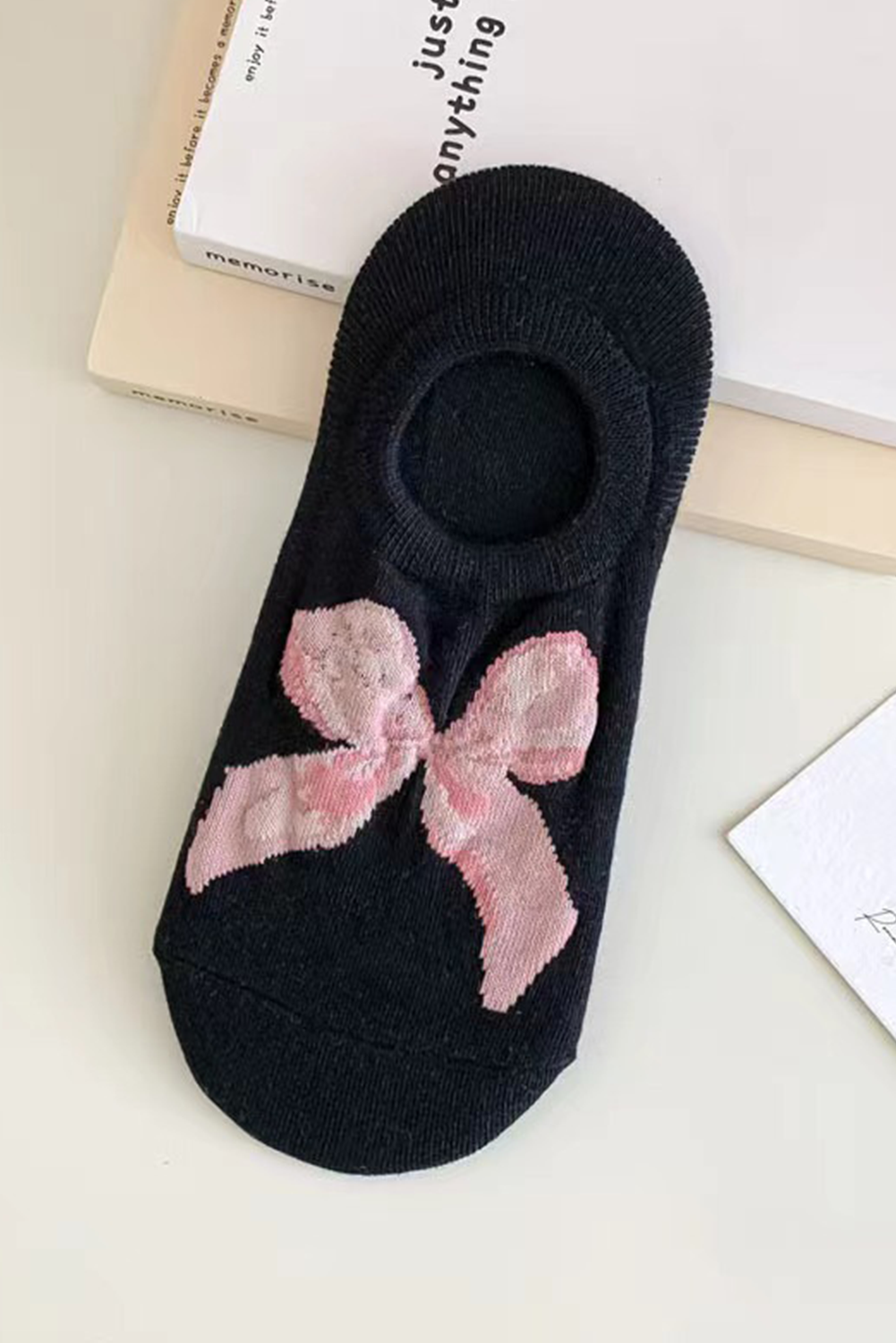 Gray Bow Knot Soft No Show Socks