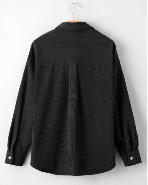 Parchment Houndstooth Corduroy Patchwork Flap Pocket Shacket