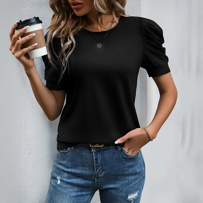 Casual Bubble Sleeve Short Sleeve t-shirt
