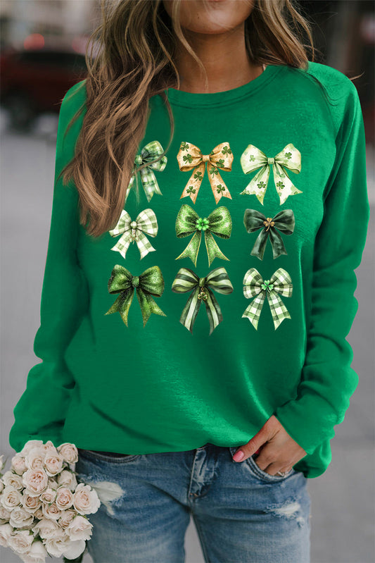 St Patrick Bow Graphic Round Neck Raglan Sleeve Sweatshirt