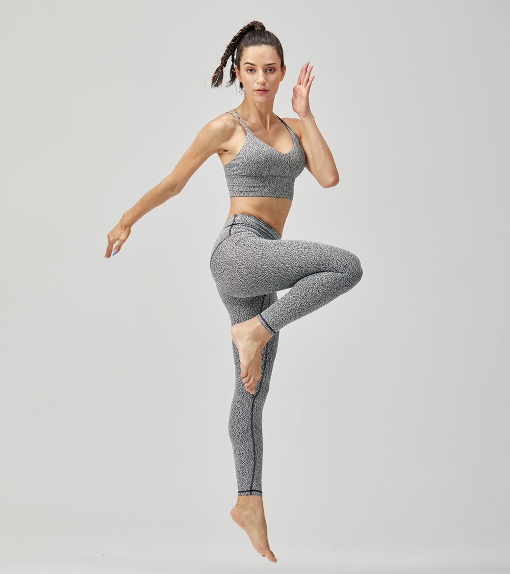 LOVESOFT Women's jacquard gym running hip-lifting yoga pants