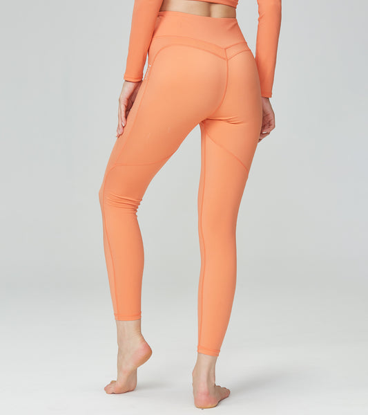 LOVESOFT Women's Orange Tight-fitting High-waist Hip-lifting Leggings