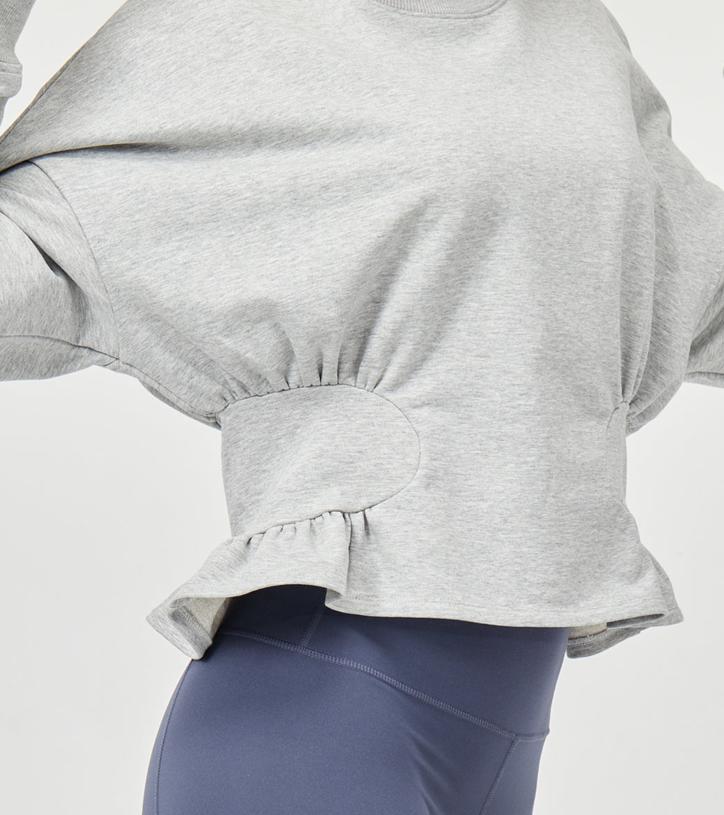 LOVESOFT Women Light Grey Crew Neck Fashion Self-cultivation Wild Frosted Knitted Sweatshirt