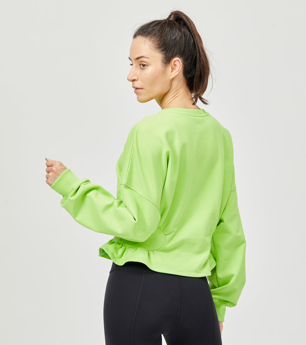 LOVESOFT LOVESOFT Women Green Crew Neck Fashion Self-cultivation Wild Frosted Knitted Sweatshirt
